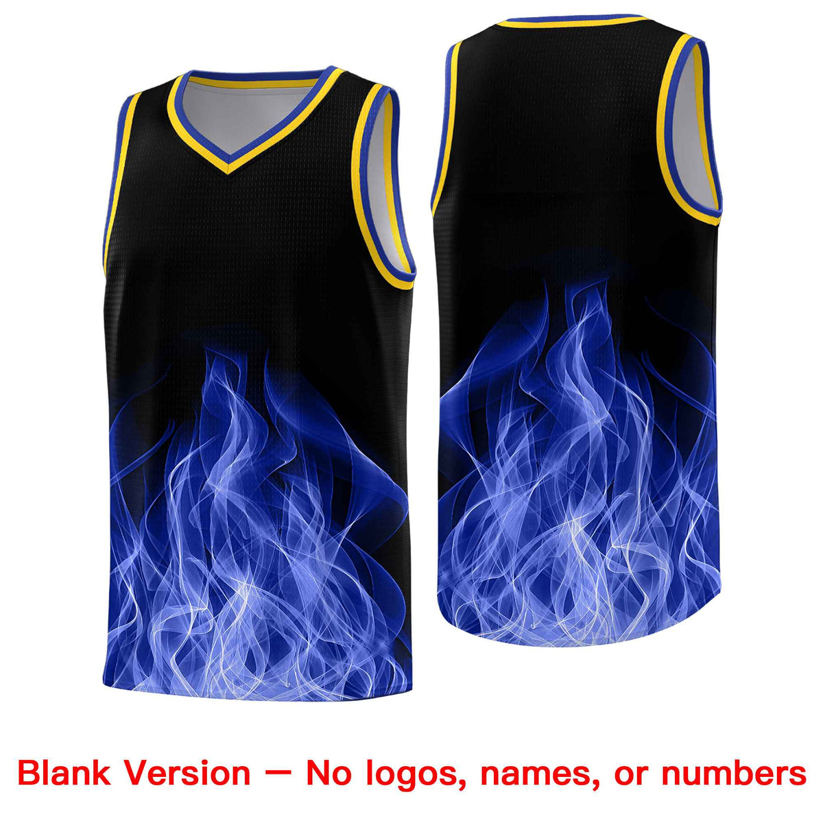 Custom Youth Basketball Jersey Black Gold Flame Fire Design Personalized Team Uniform Set