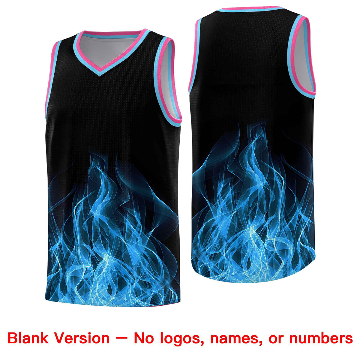 Custom Youth Basketball Jersey Black Pink Flame Design Personalized Team Uniform Set