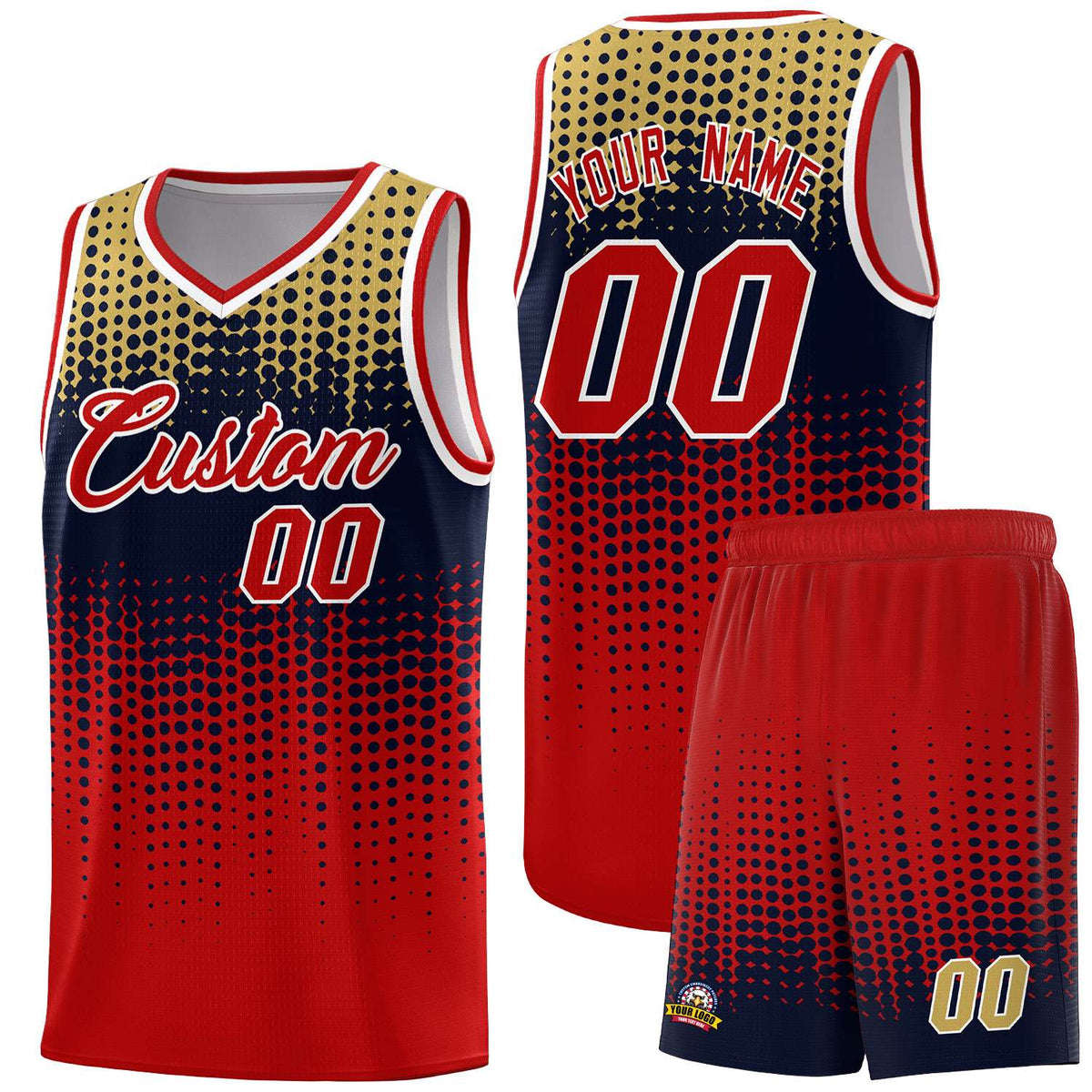Custom Red Gradient Dots Design Pattern Sports Uniform Basketball Jersey