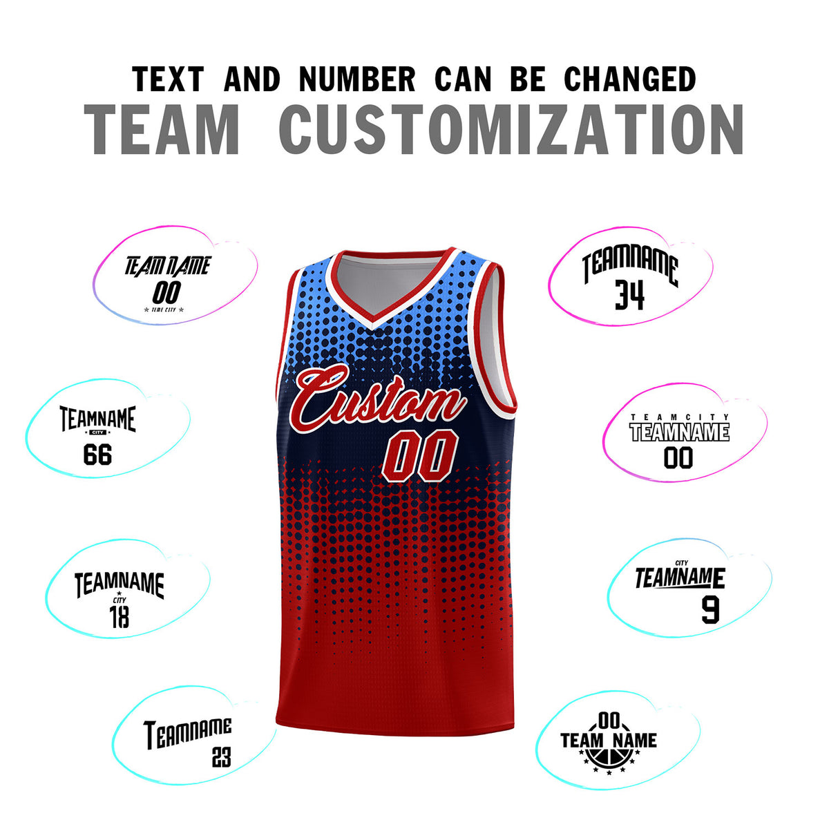 Custom Red Gradient Dots Design Pattern Sports Uniform Basketball Jersey