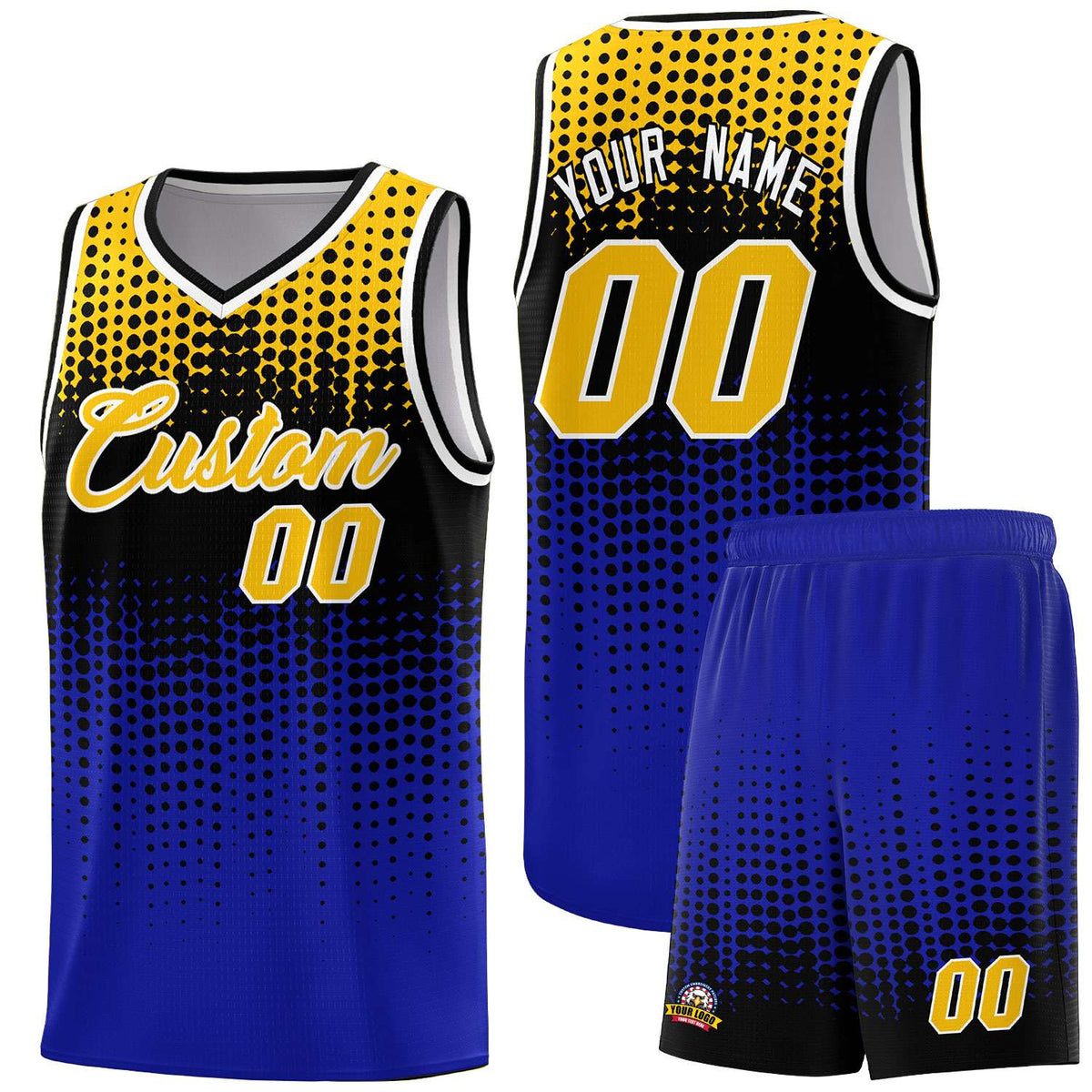Custom Royal Gradient Dots Design Pattern Sports Uniform Basketball Jersey