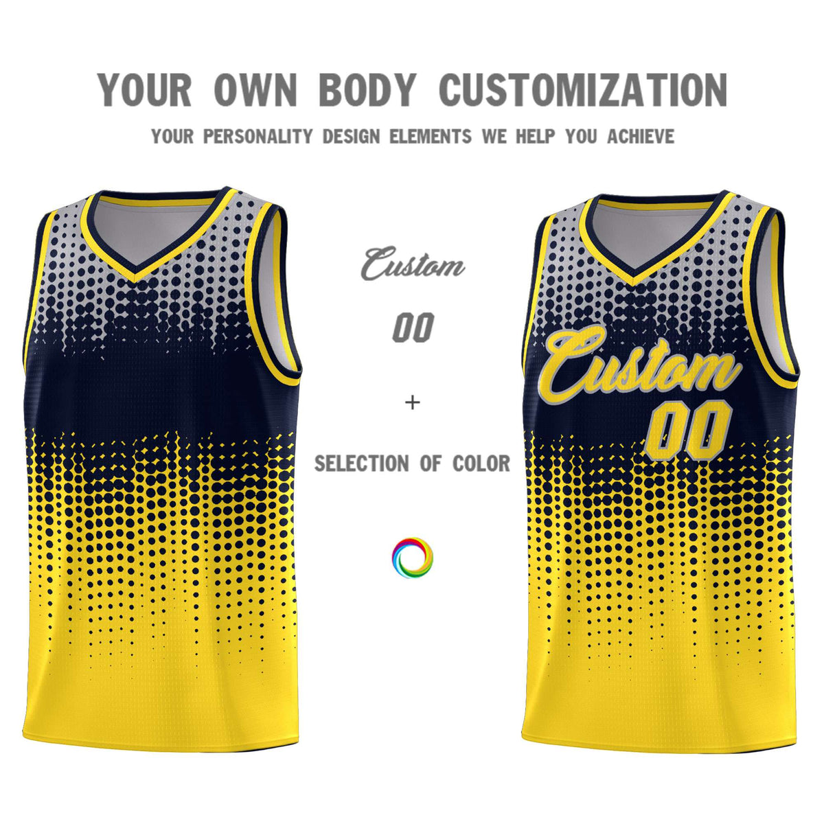 Custom Gold Gradient Dots Design Pattern Sports Uniform Basketball Jersey
