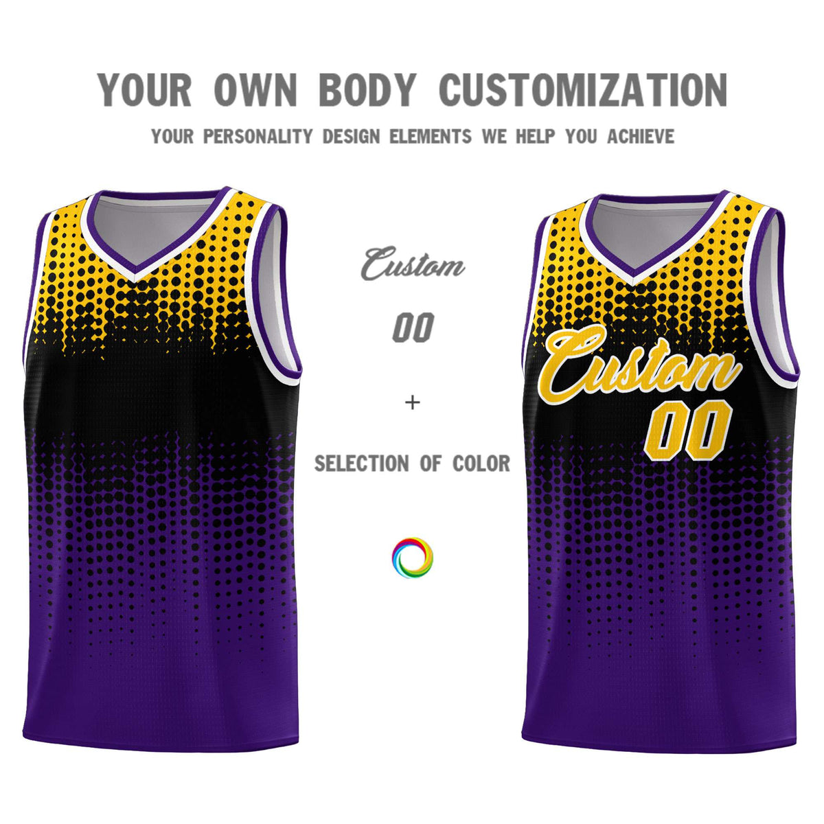 Custom Purple Gradient Dots Design Pattern Sports Uniform Basketball Jersey
