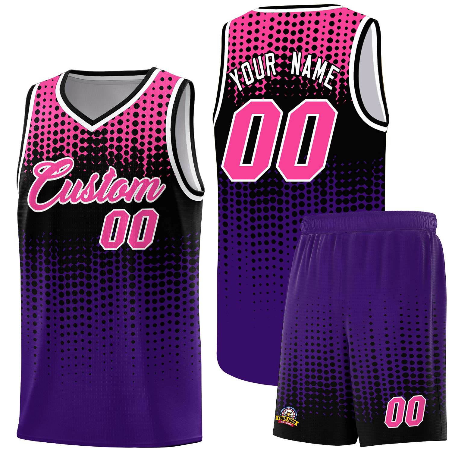 Custom Purple Gradient Dots Design Pattern Sports Uniform Basketball Jersey
