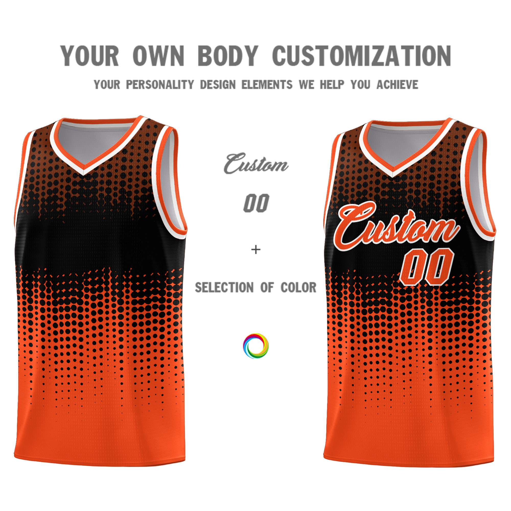 Custom Orange Gradient Dots Design Pattern Sports Uniform Basketball Jersey