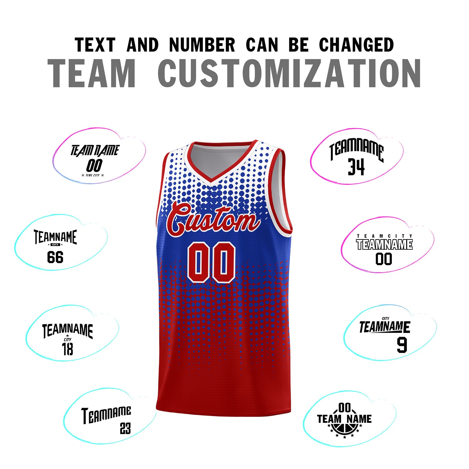 Custom Red Gradient Dots Design Pattern Sports Uniform Basketball Jersey