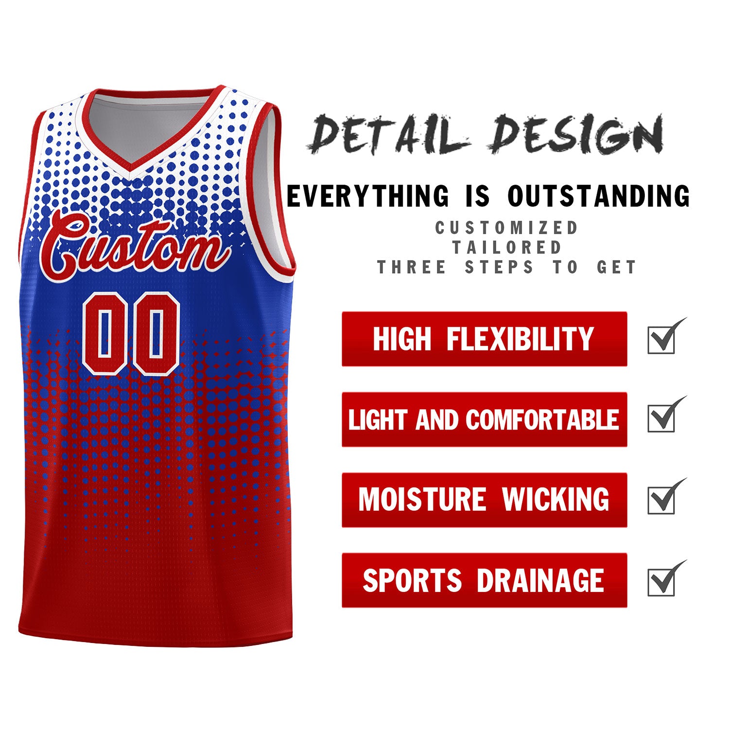 Custom Red Gradient Dots Design Pattern Sports Uniform Basketball Jersey
