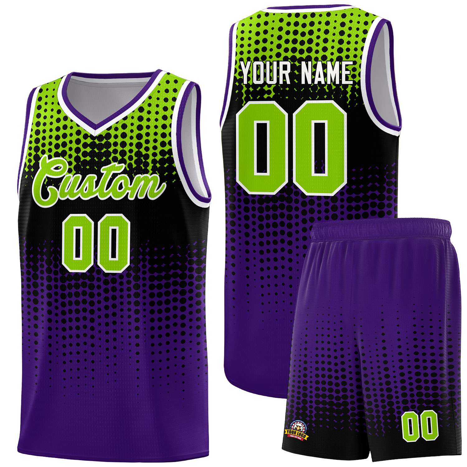 Custom Purple Gradient Dots Design Pattern Sports Uniform Basketball Jersey