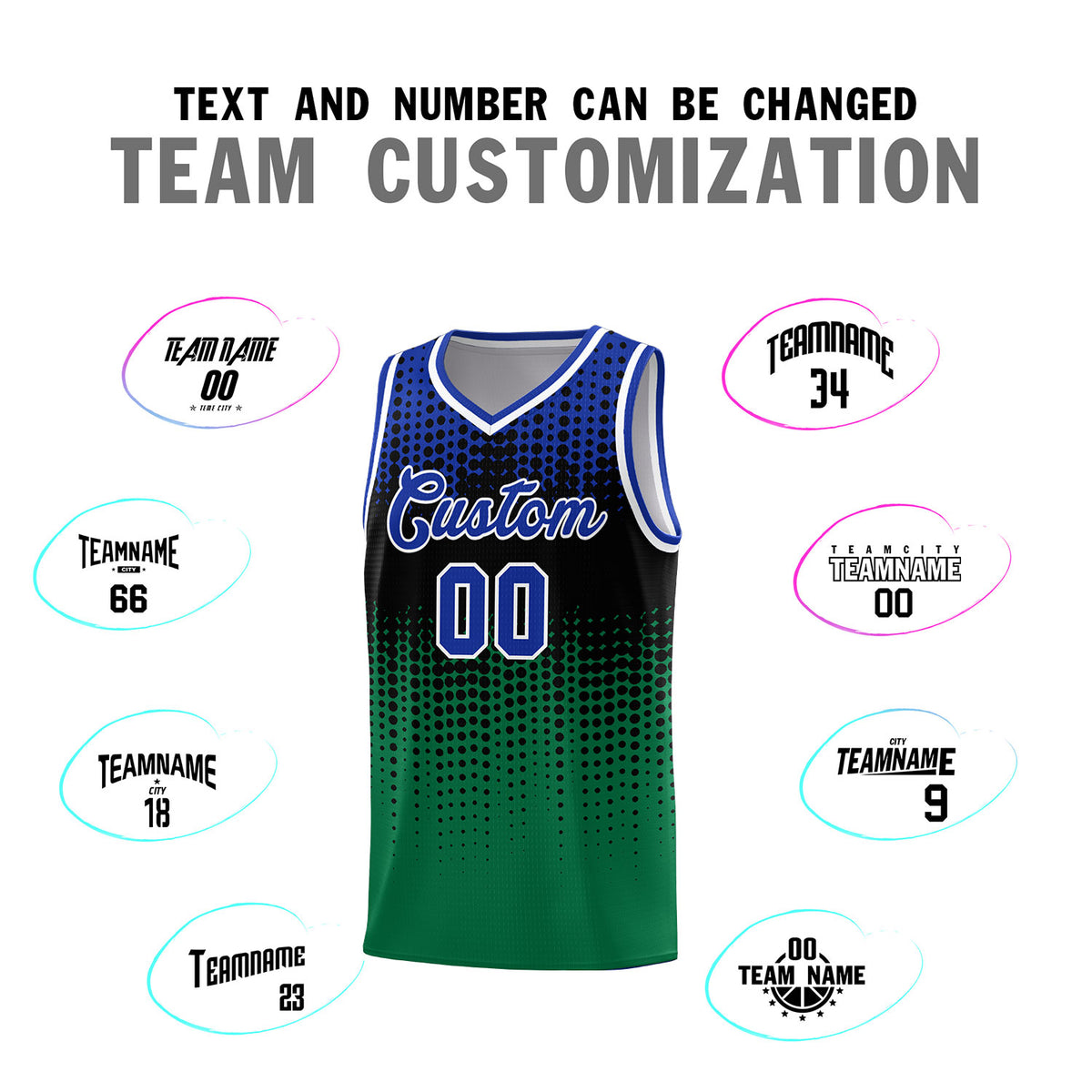 Custom Kelly Green Gradient Dots Design Pattern Sports Uniform Basketball Jersey