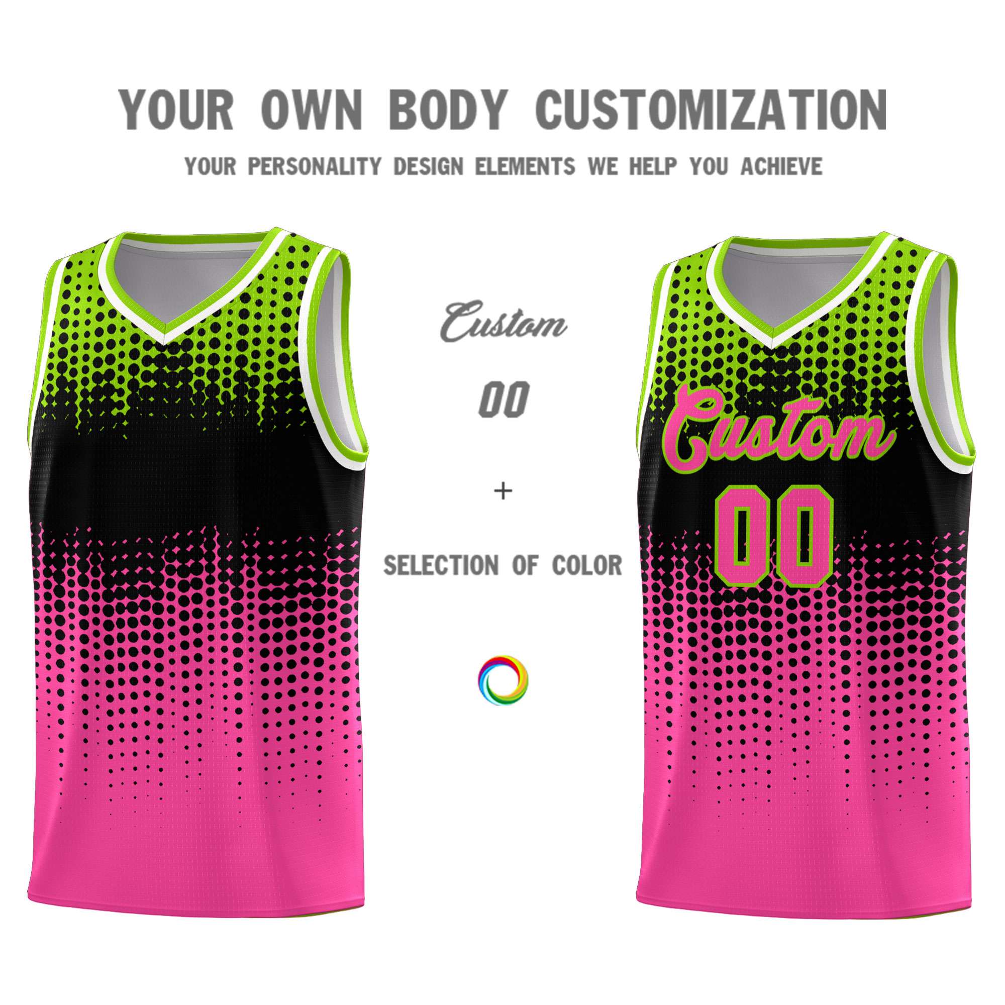 Custom Pink Gradient Dots Design Pattern Sports Uniform Basketball Jersey