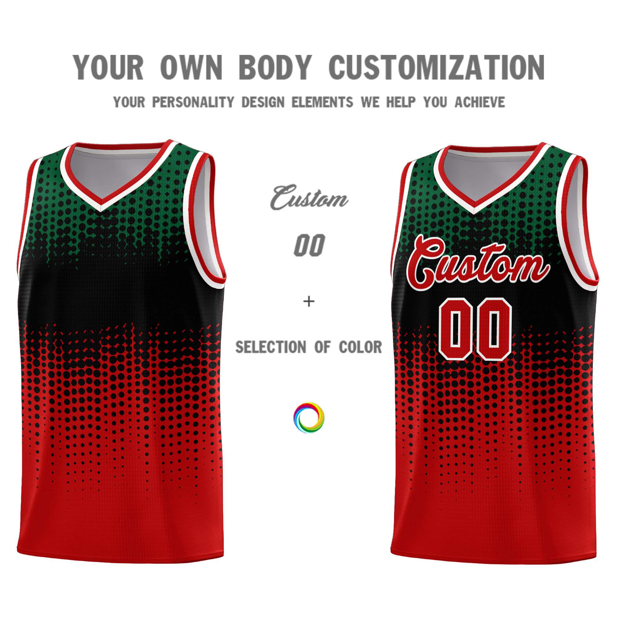 Custom Red Gradient Dots Design Pattern Sports Uniform Basketball Jersey