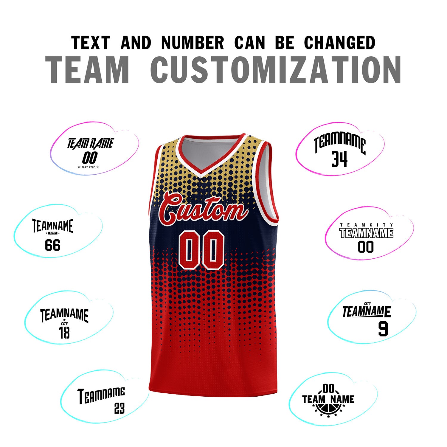 Custom Red Gradient Dots Design Pattern Sports Uniform Basketball Jersey