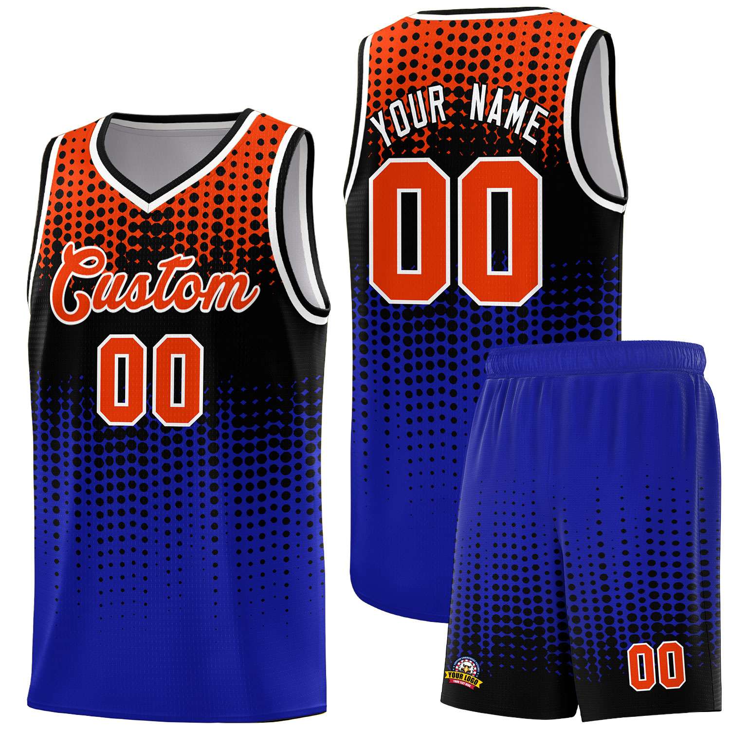 Custom Royal Gradient Dots Design Pattern Sports Uniform Basketball Jersey