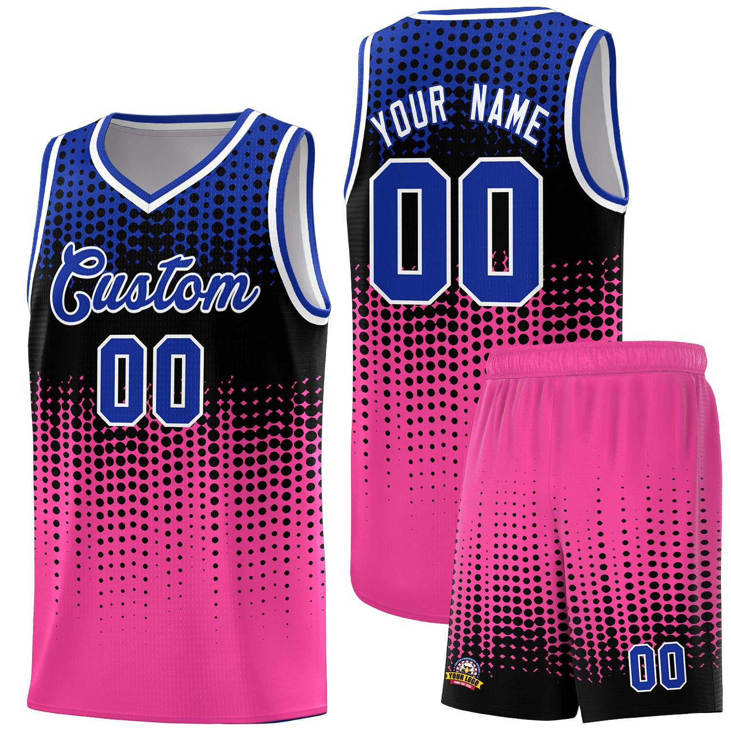 Custom Pink Gradient Dots Design Pattern Sports Uniform Basketball Jersey