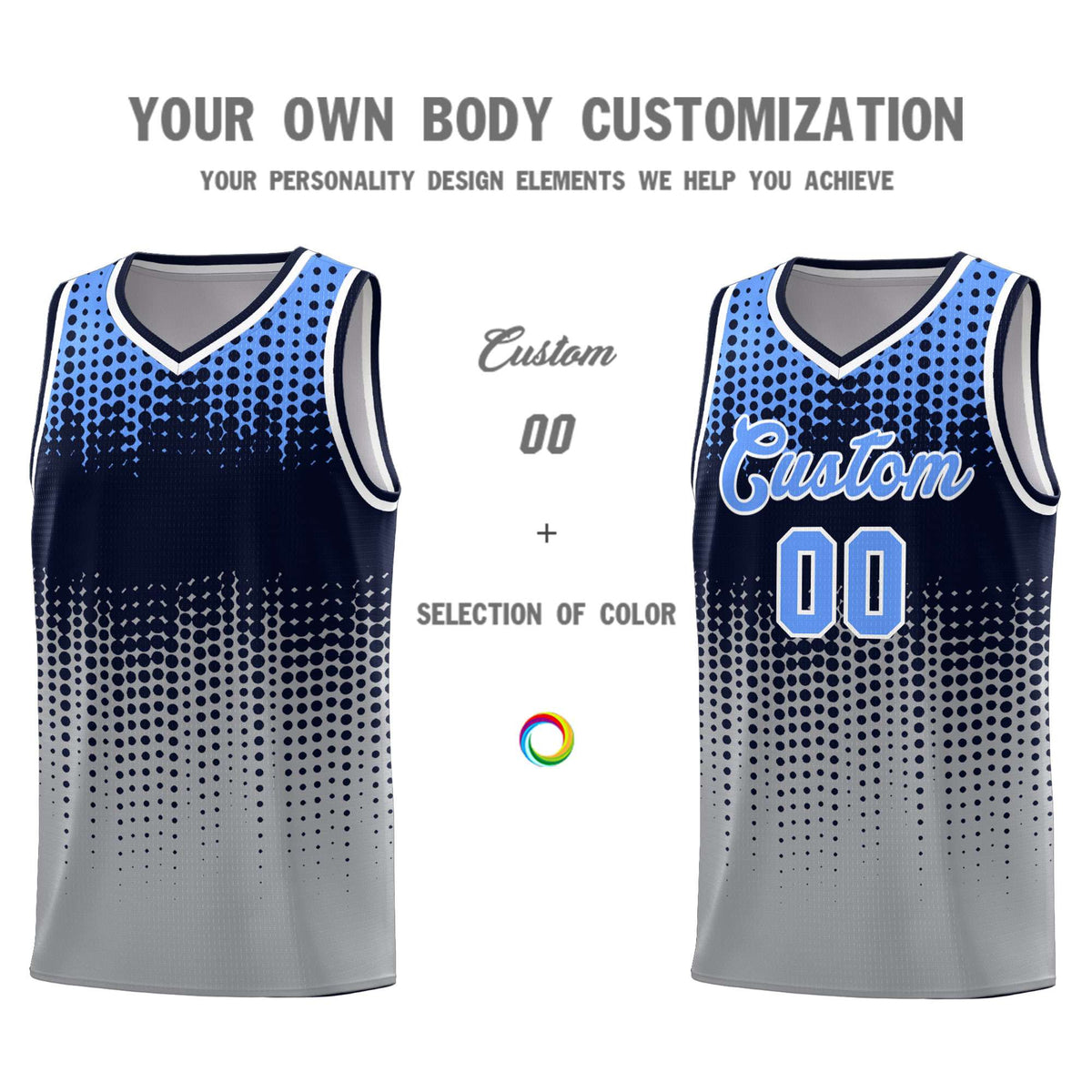 Custom Gray Gradient Dots Design Pattern Sports Uniform Basketball Jersey