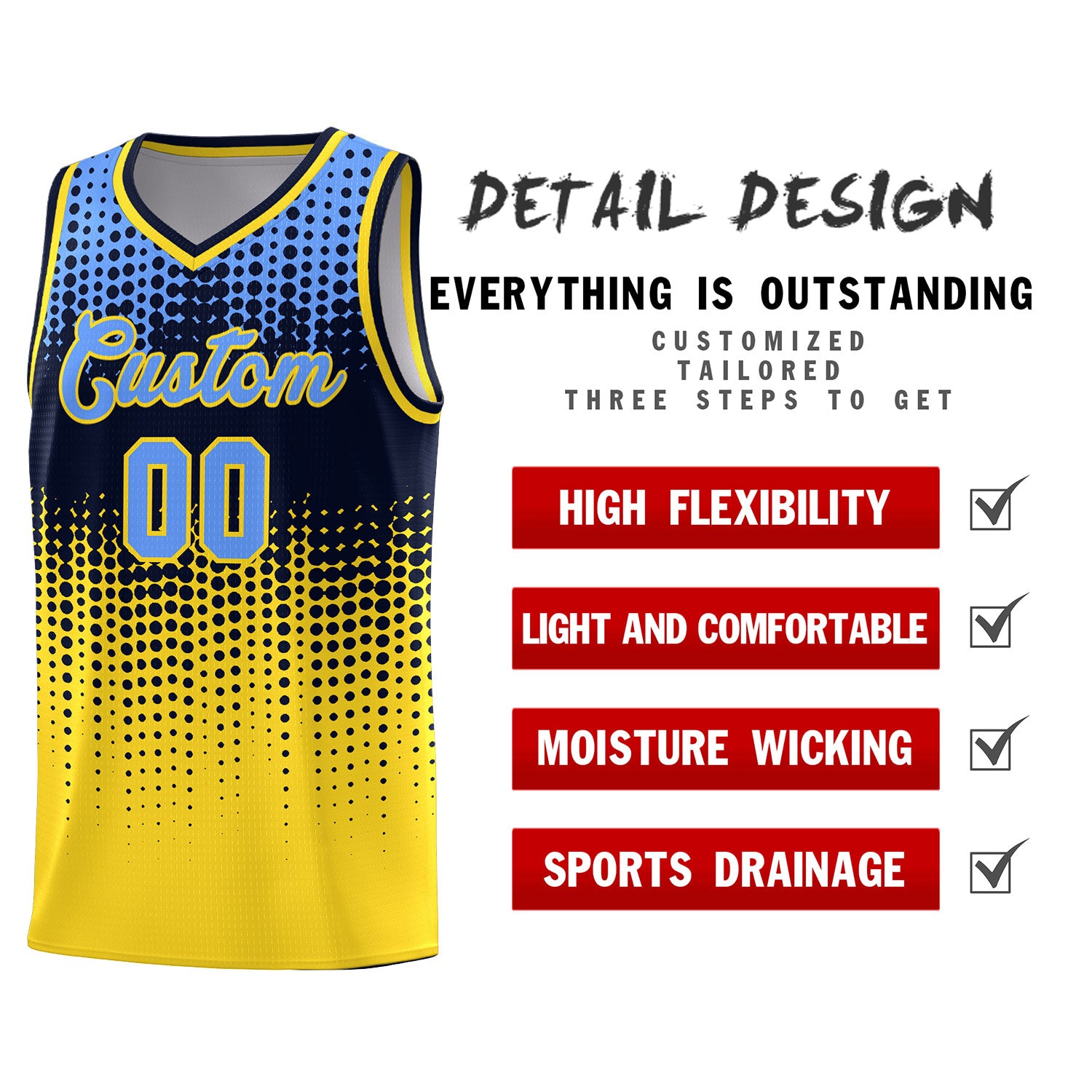 Custom Gold Gradient Dots Design Pattern Sports Uniform Basketball Jersey