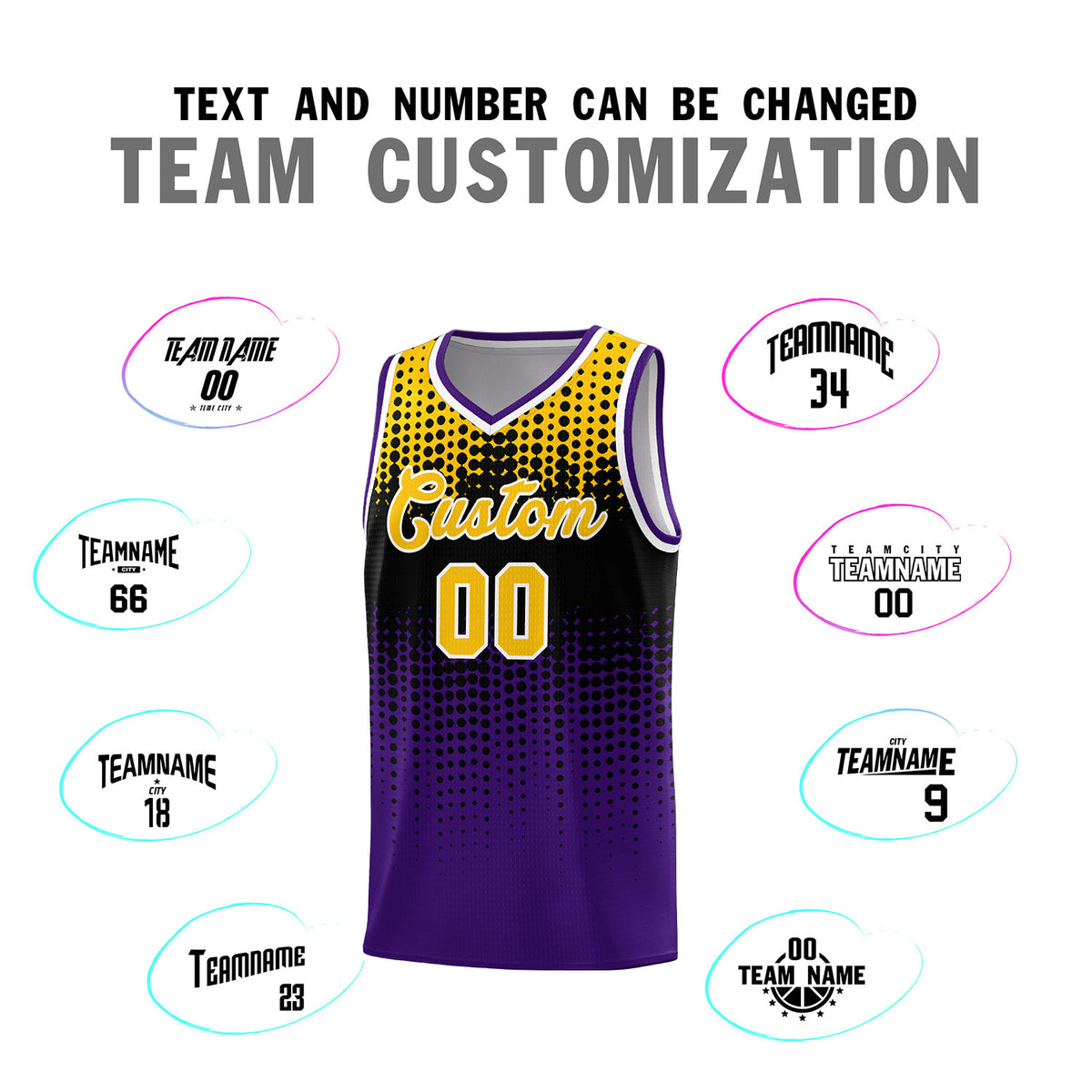 Custom Purple Gradient Dots Design Pattern Sports Uniform Basketball Jersey