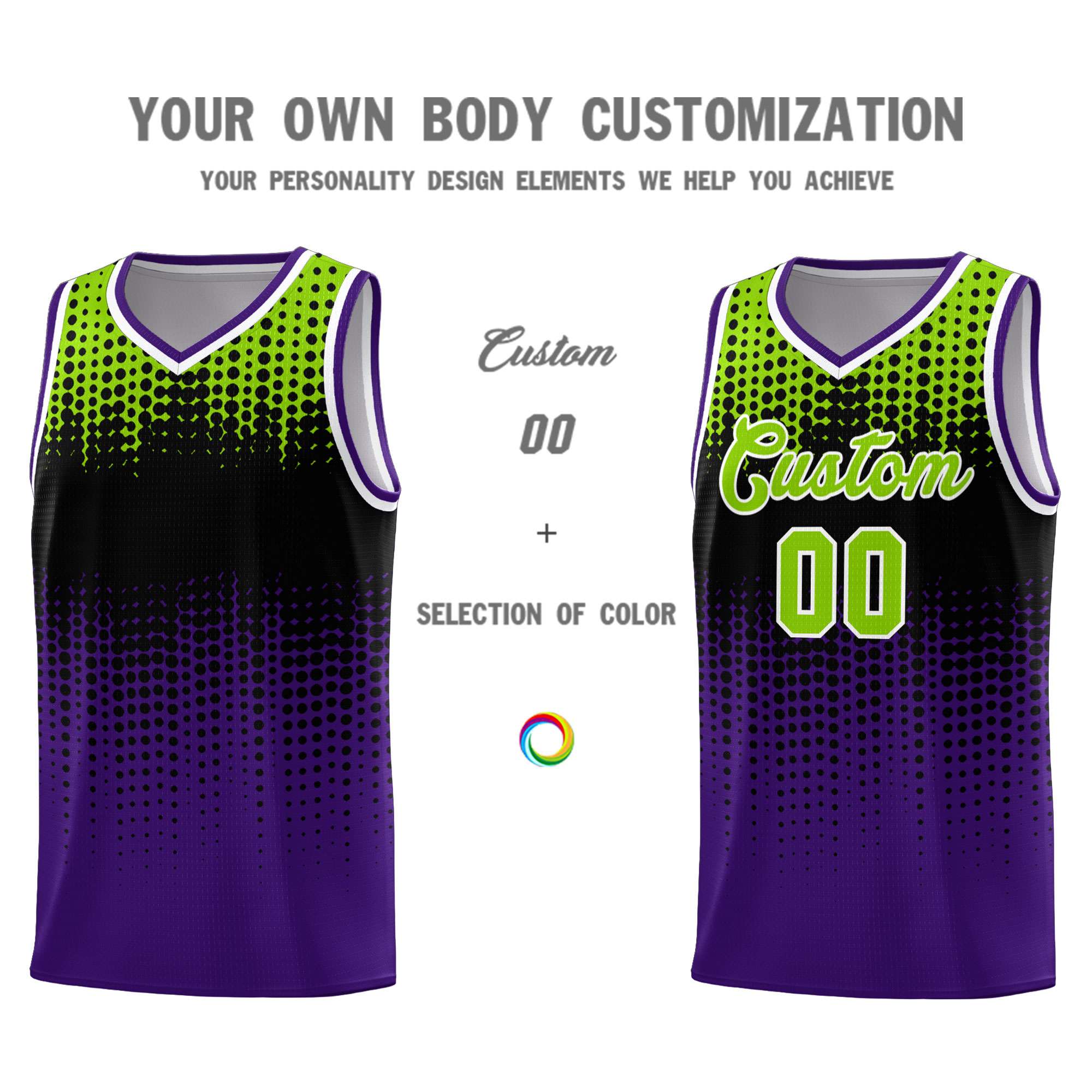 Custom Purple Gradient Dots Design Pattern Sports Uniform Basketball Jersey