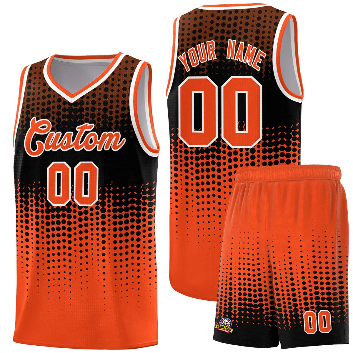 Custom Orange Gradient Dots Design Pattern Sports Uniform Basketball Jersey