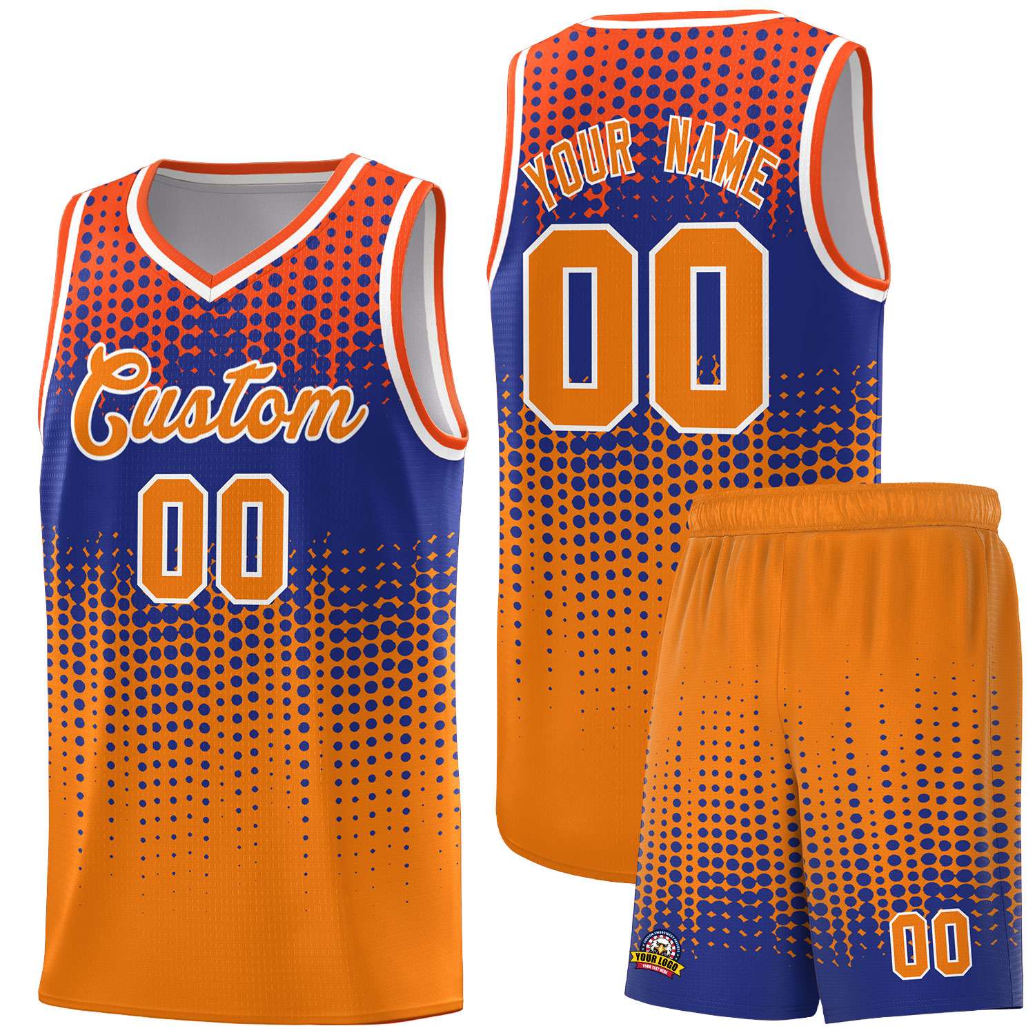 Custom Orange Gradient Dots Design Pattern Sports Uniform Basketball Jersey