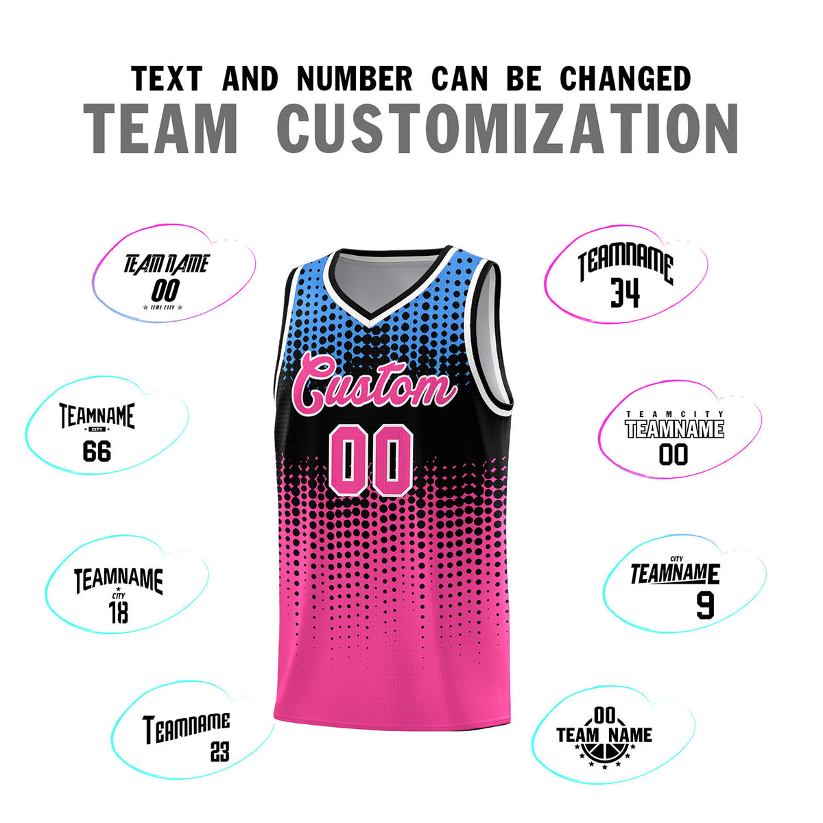 Custom Pink Gradient Dots Design Pattern Sports Uniform Basketball Jersey