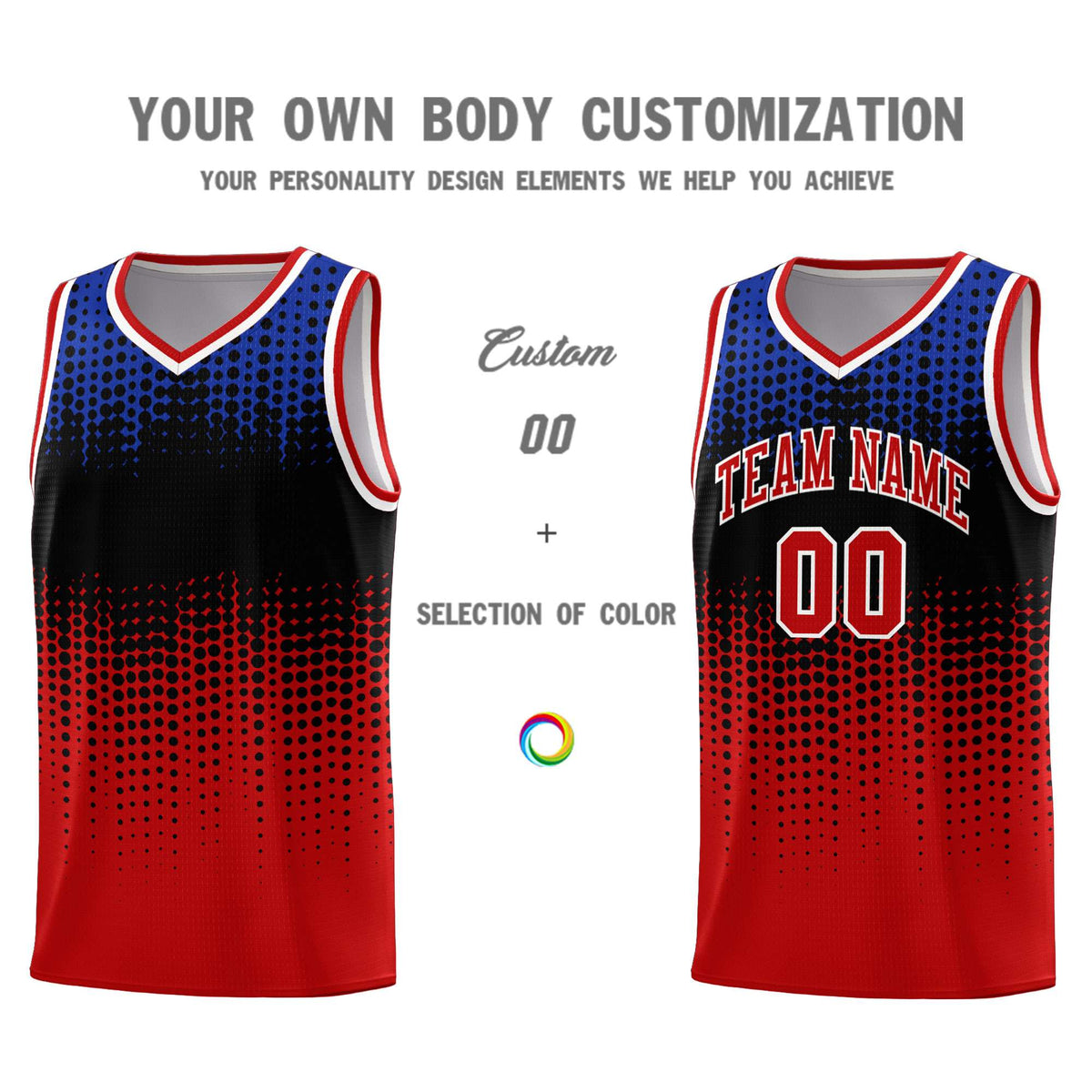 Custom Red Gradient Dots Design Pattern Sports Uniform Basketball Jersey