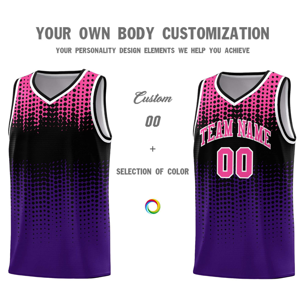 Custom Purple Gradient Dots Design Pattern Sports Uniform Basketball Jersey