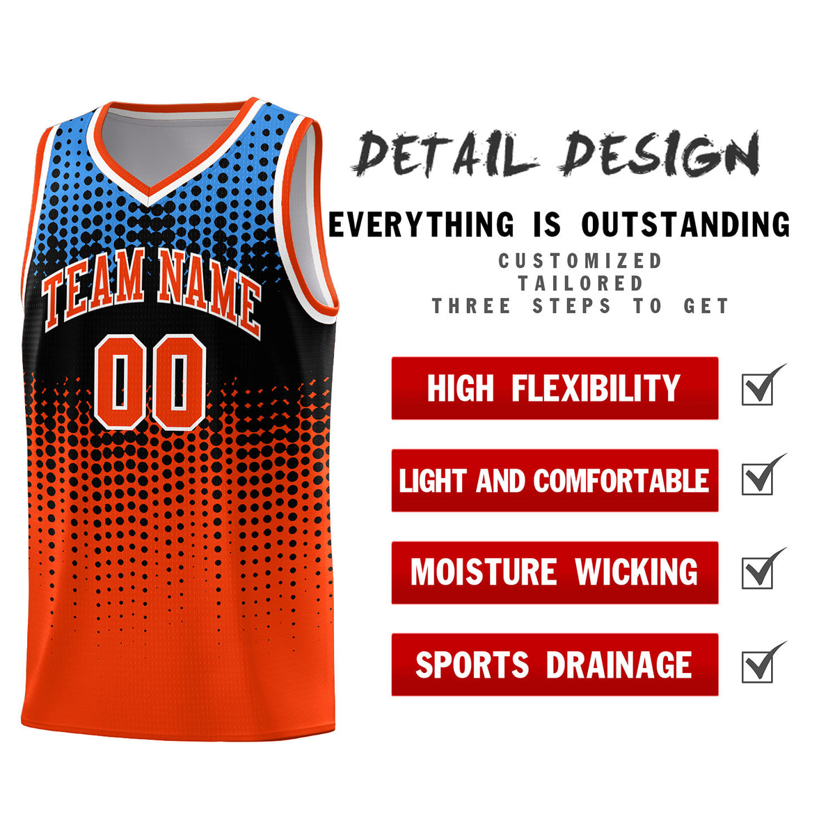 Custom Orange Gradient Dots Design Pattern Sports Uniform Basketball Jersey