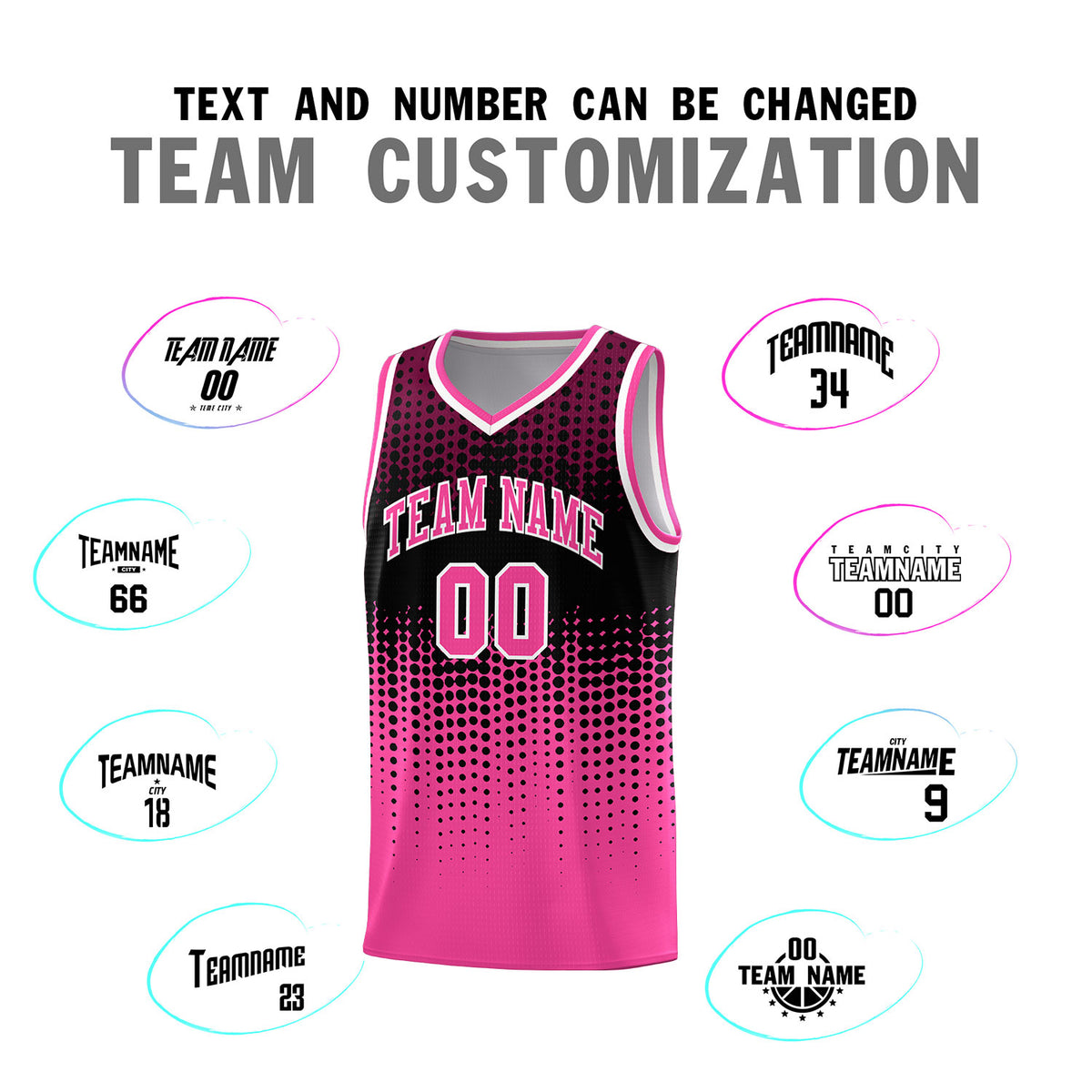 Custom Pink Gradient Dots Design Pattern Sports Uniform Basketball Jersey