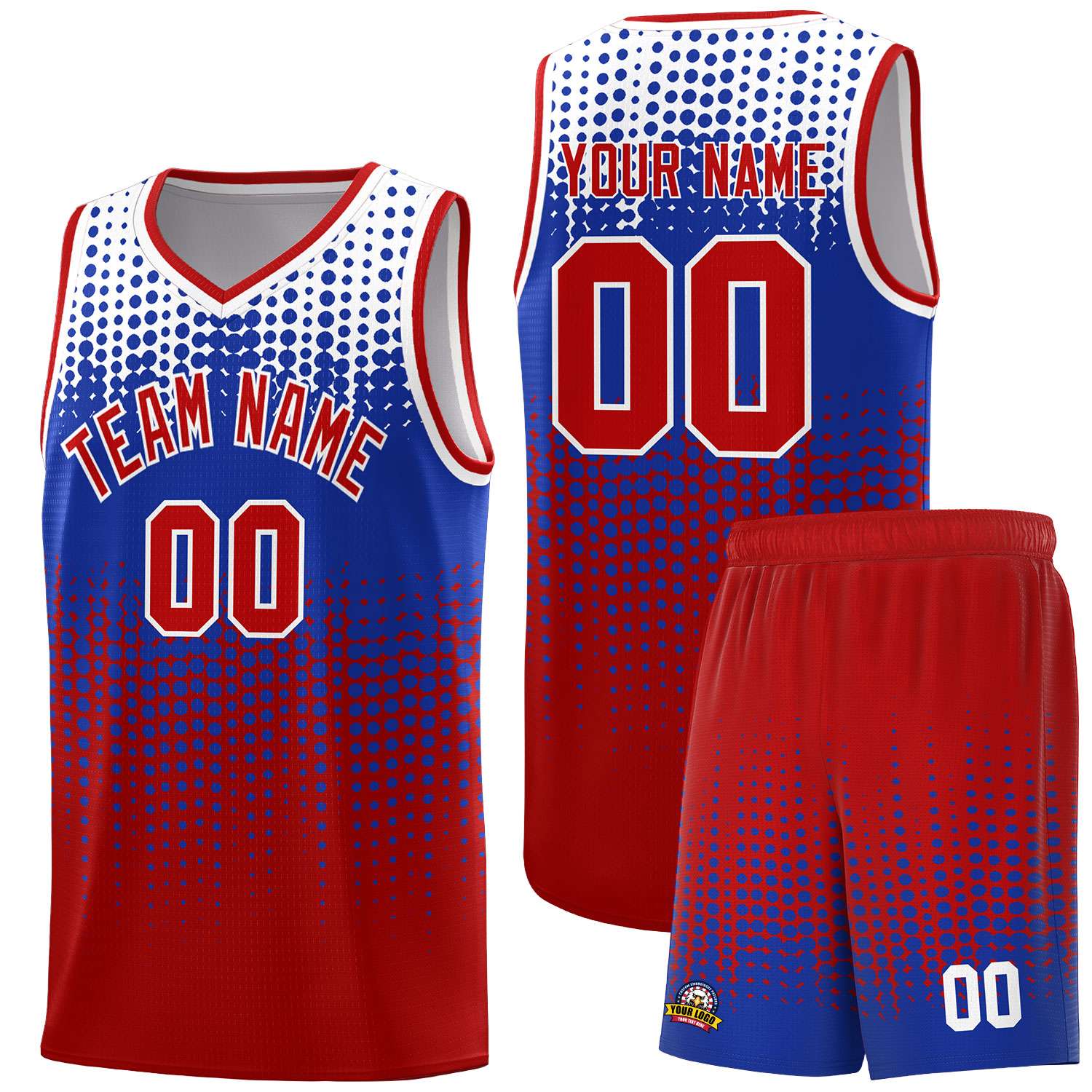 Custom Red Gradient Dots Design Pattern Sports Uniform Basketball Jersey