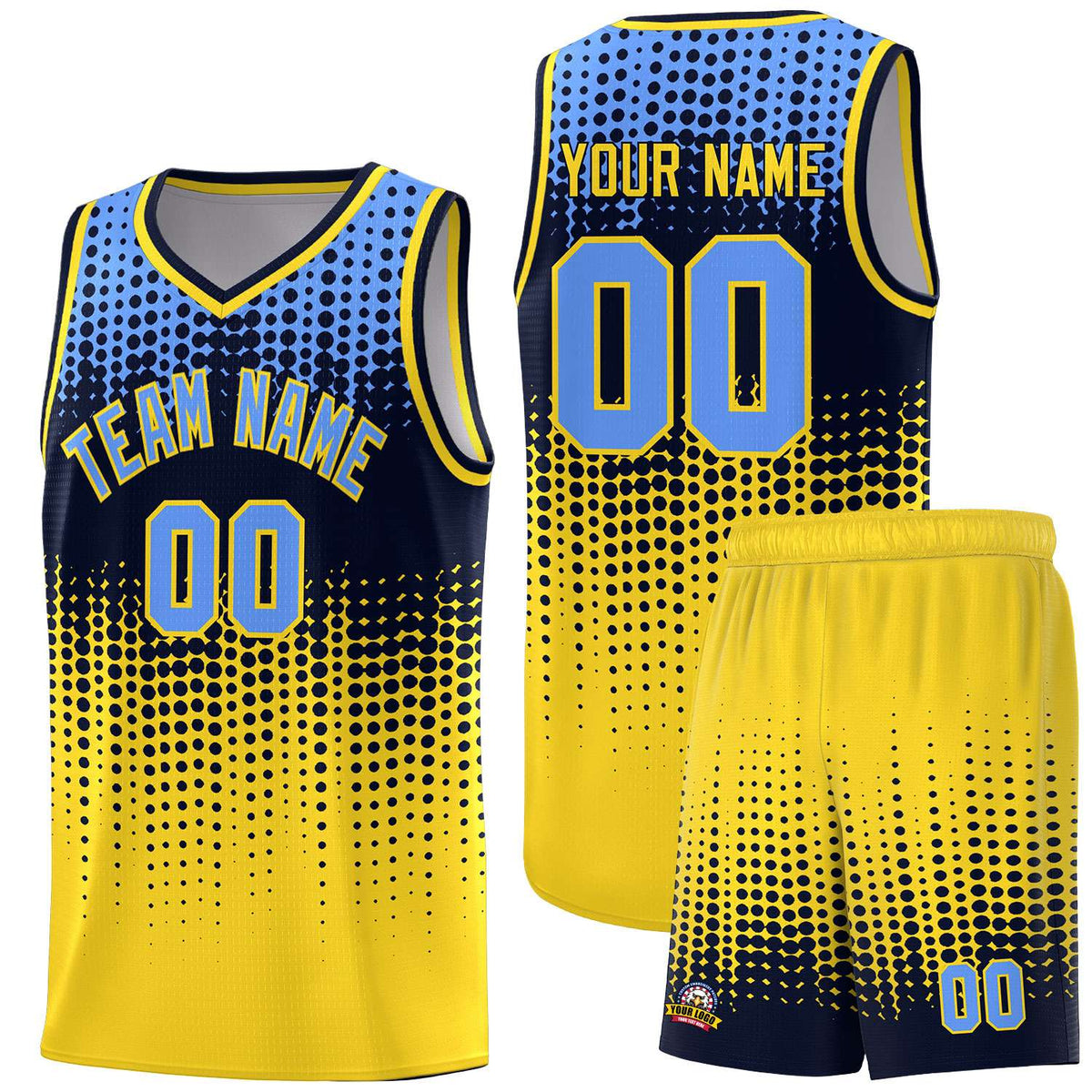 Custom Gold Gradient Dots Design Pattern Sports Uniform Basketball Jersey
