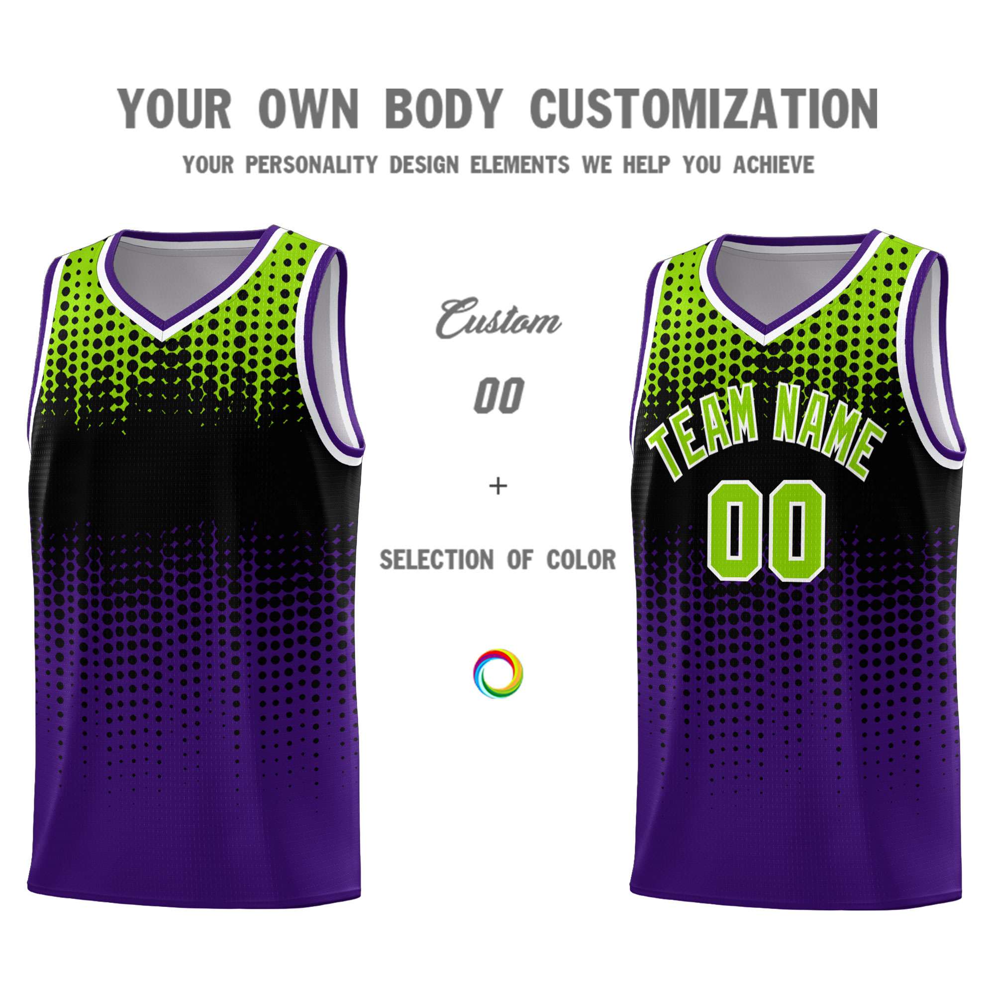 Custom Purple Gradient Dots Design Pattern Sports Uniform Basketball Jersey