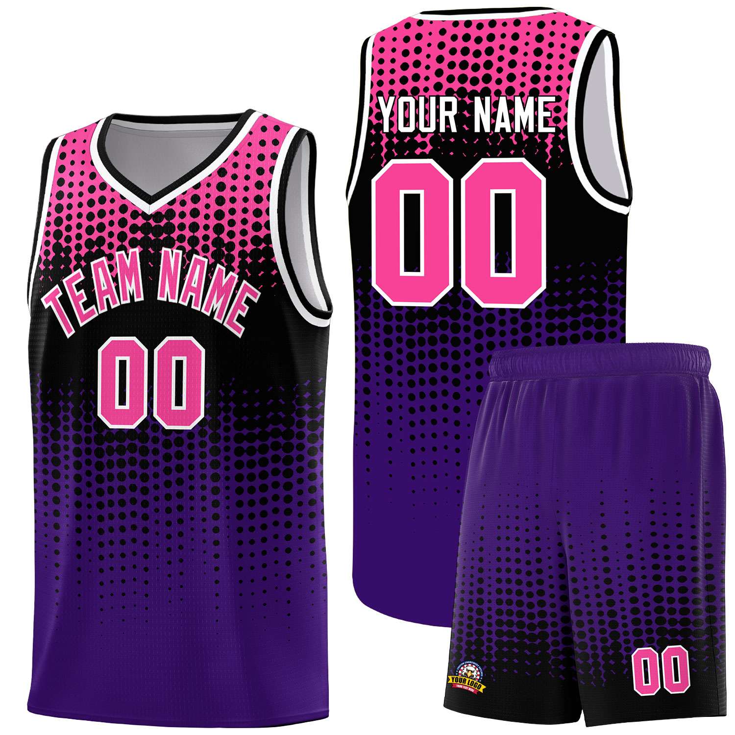 Custom Purple Gradient Dots Design Pattern Sports Uniform Basketball Jersey
