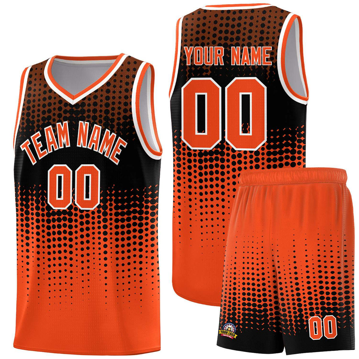 Custom Orange Gradient Dots Design Pattern Sports Uniform Basketball Jersey