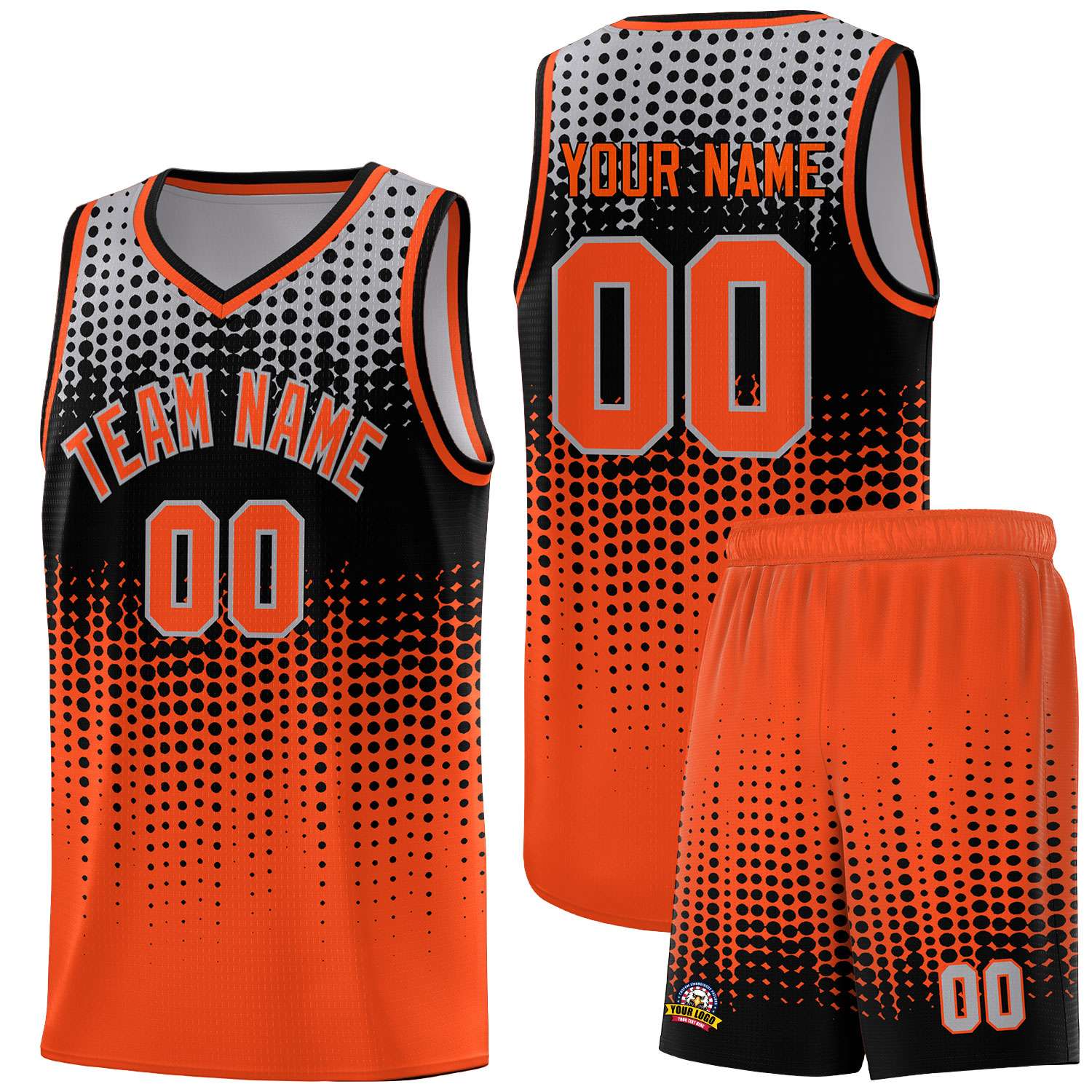 Custom Orange Gradient Dots Design Pattern Sports Uniform Basketball Jersey