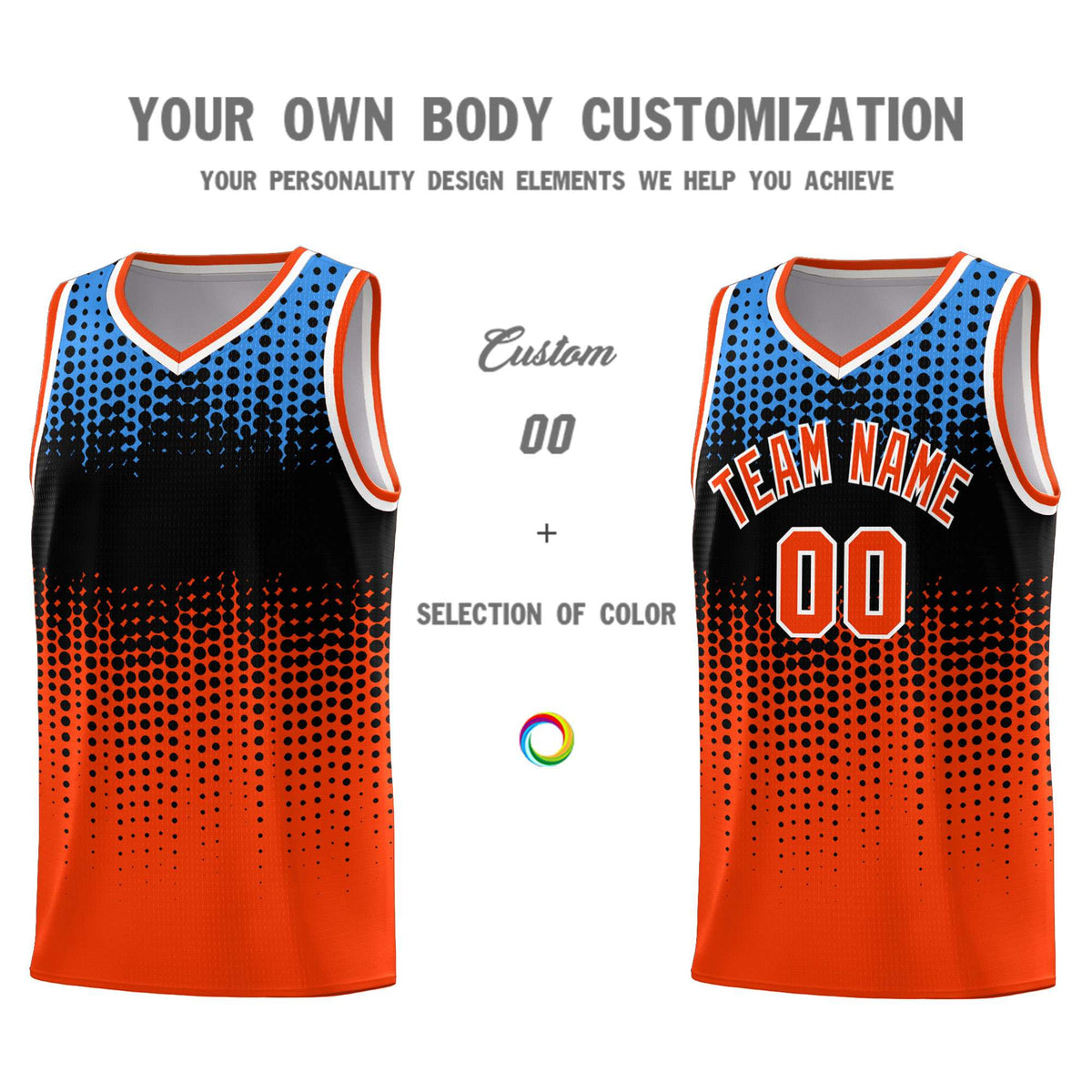 Custom Orange Gradient Dots Design Pattern Sports Uniform Basketball Jersey