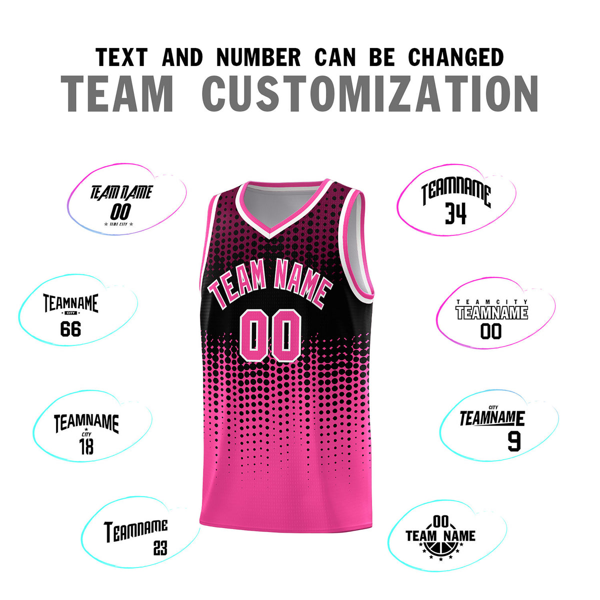 Custom Pink Gradient Dots Design Pattern Sports Uniform Basketball Jersey