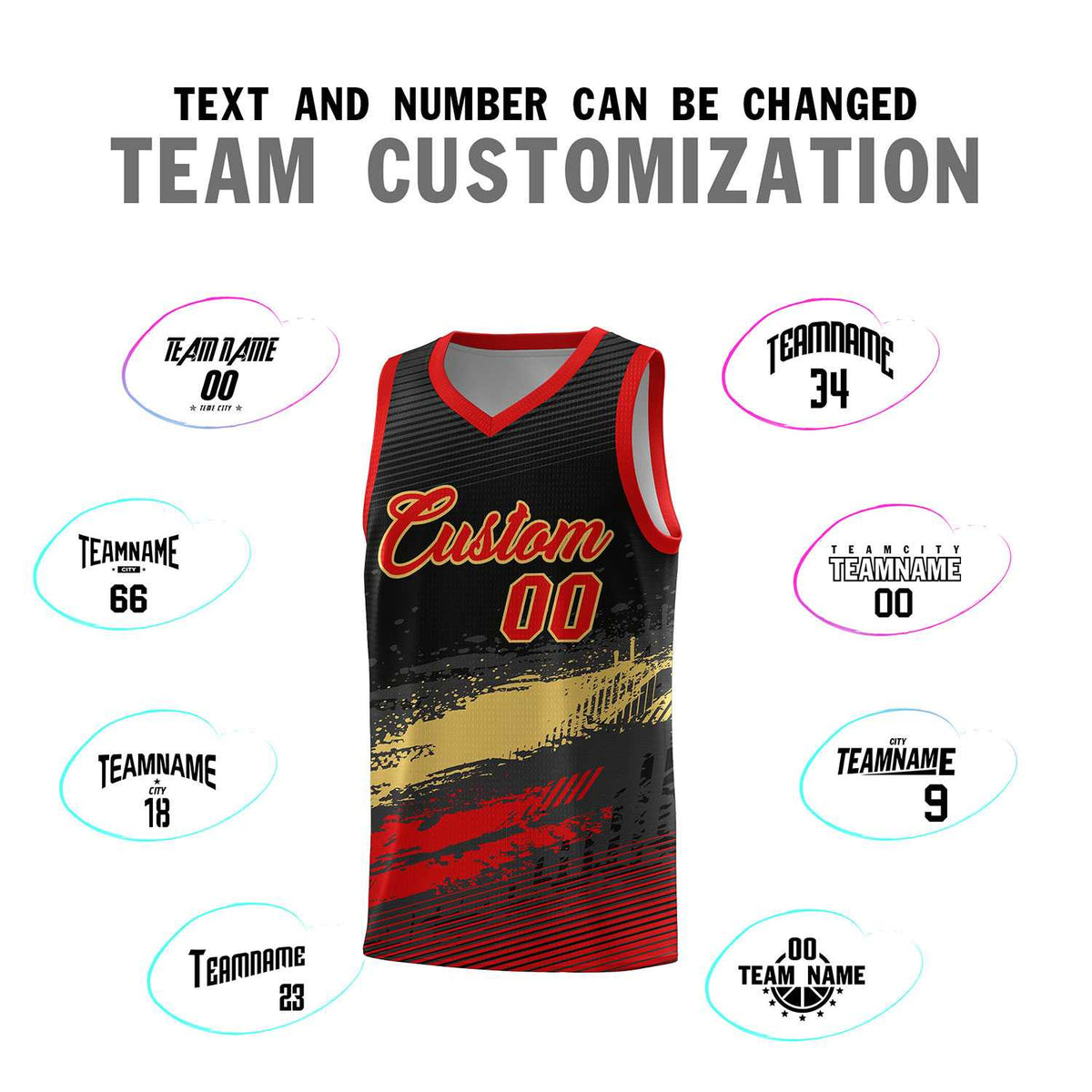 Custom Black Khaki and Red Graffiti Pattern Sports Uniform Basketball Jersey|KXKSHOP