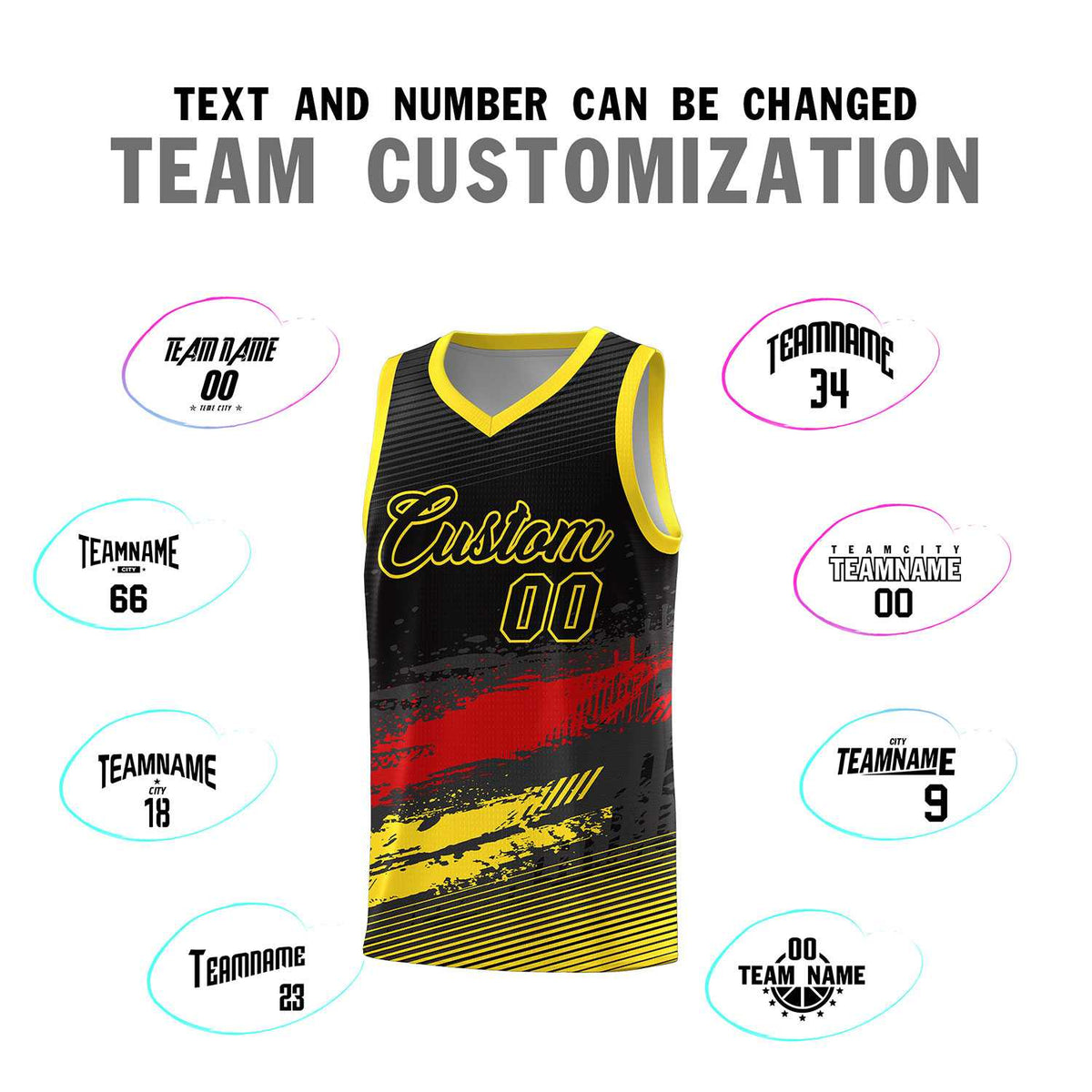 Custom Black Red and Gold Graffiti Pattern Sports Uniform Basketball Jersey|KXKSHOP