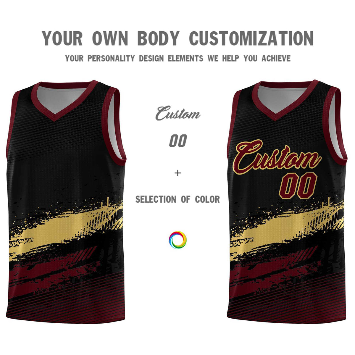 Custom Black Khaki and Red Graffiti Pattern Sports Uniform Basketball Jersey|KXKSHOP