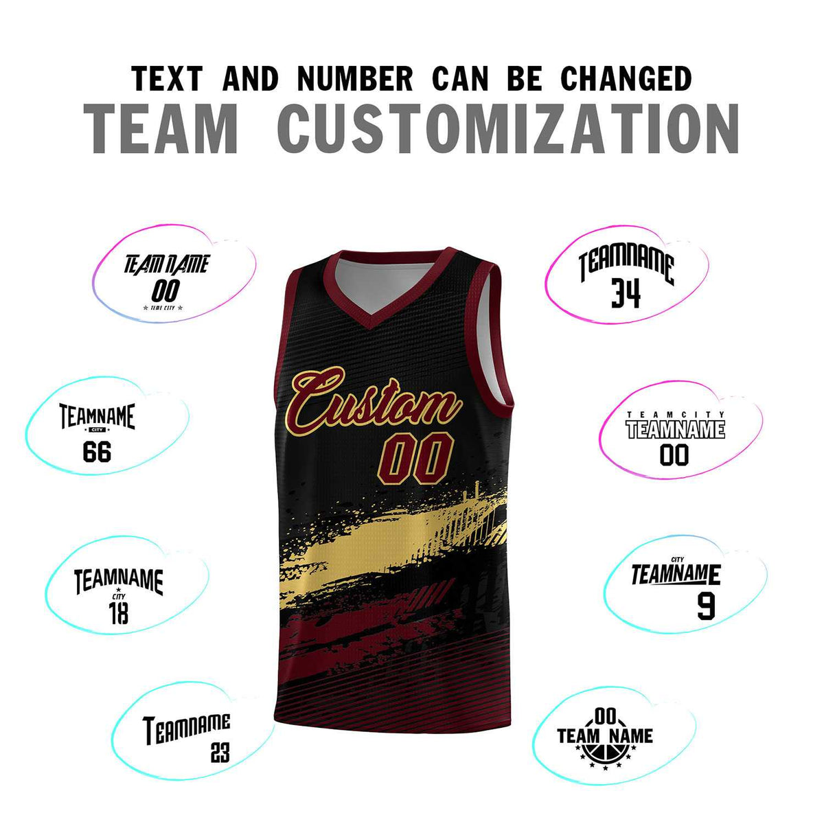 Custom Black Khaki and Red Graffiti Pattern Sports Uniform Basketball Jersey|KXKSHOP