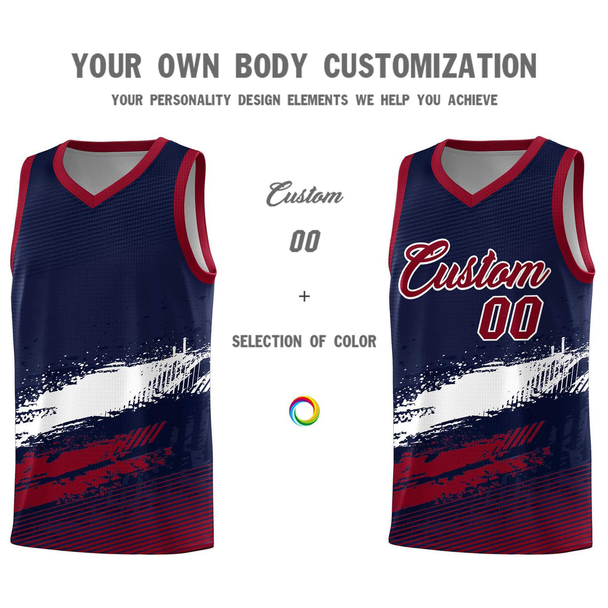 Custom Navy White and Crimson Graffiti Pattern Sports Uniform Basketball Jersey|KXKSHOP