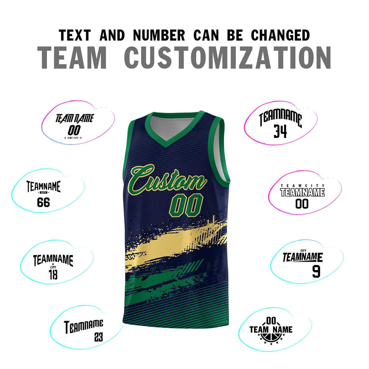 Custom Navy Khaki and Kelly Green Graffiti Pattern Sports Uniform Basketball Jersey|KXKSHOP