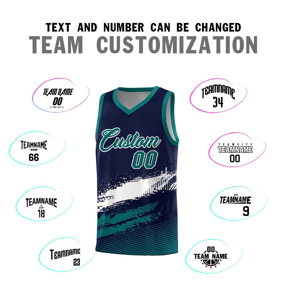 Custom Navy White and Aqua Graffiti Pattern Sports Uniform Basketball Jersey|KXKSHOP