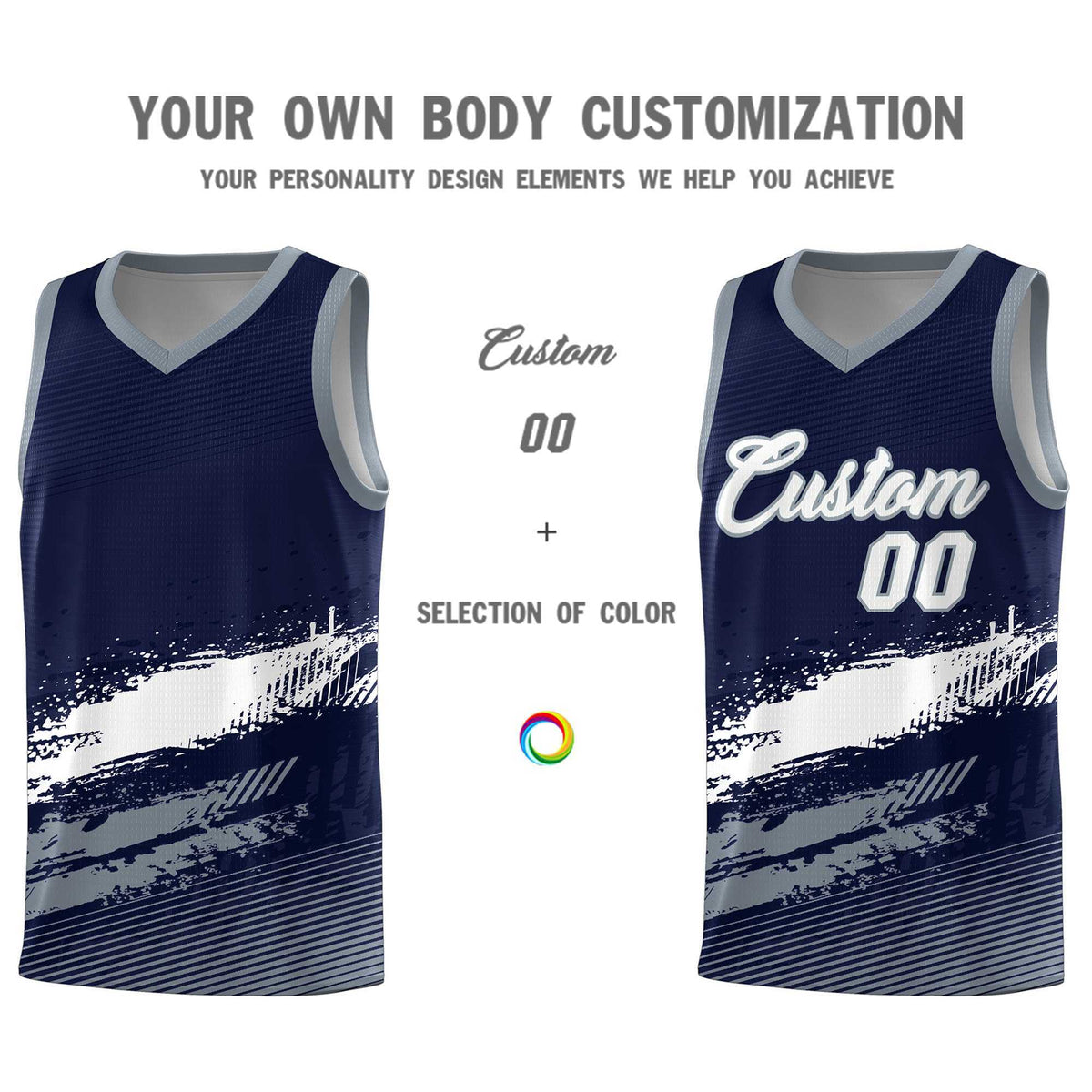 Custom Navy White and Gray Graffiti Pattern Sports Uniform Basketball Jersey|KXKSHOP