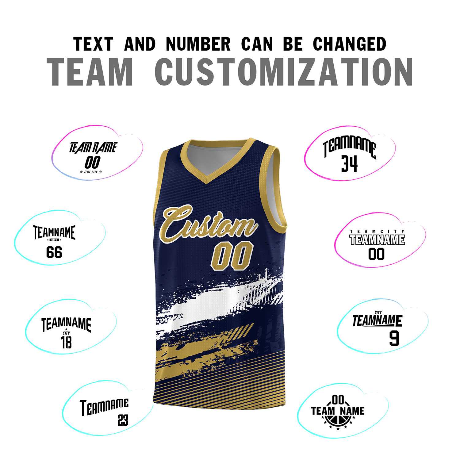 Custom Navy White and Old Gold Graffiti Pattern Sports Uniform Basketball Jersey|KXKSHOP