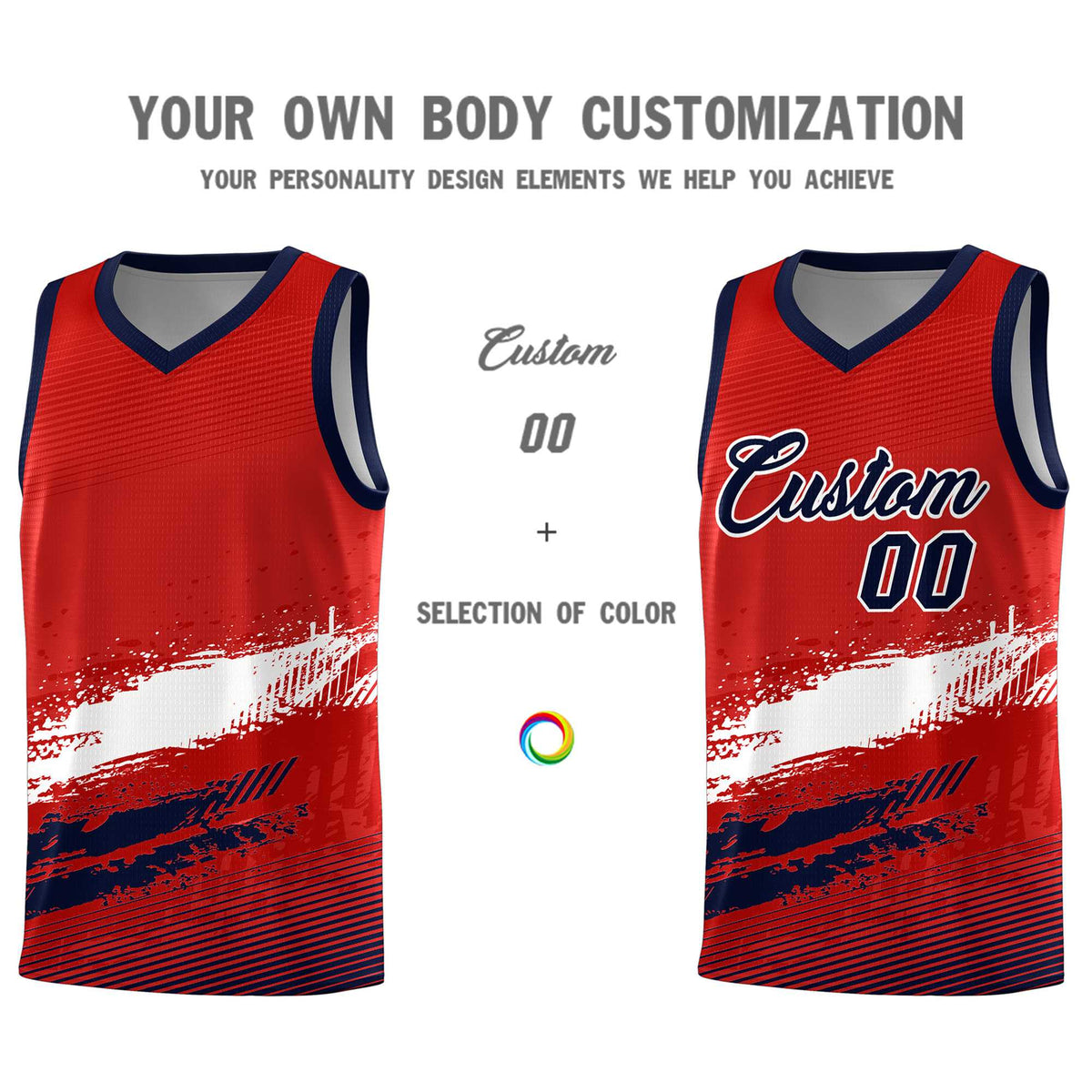Custom Red White and Navy Graffiti Pattern Sports Uniform Basketball Jersey|KXKSHOP