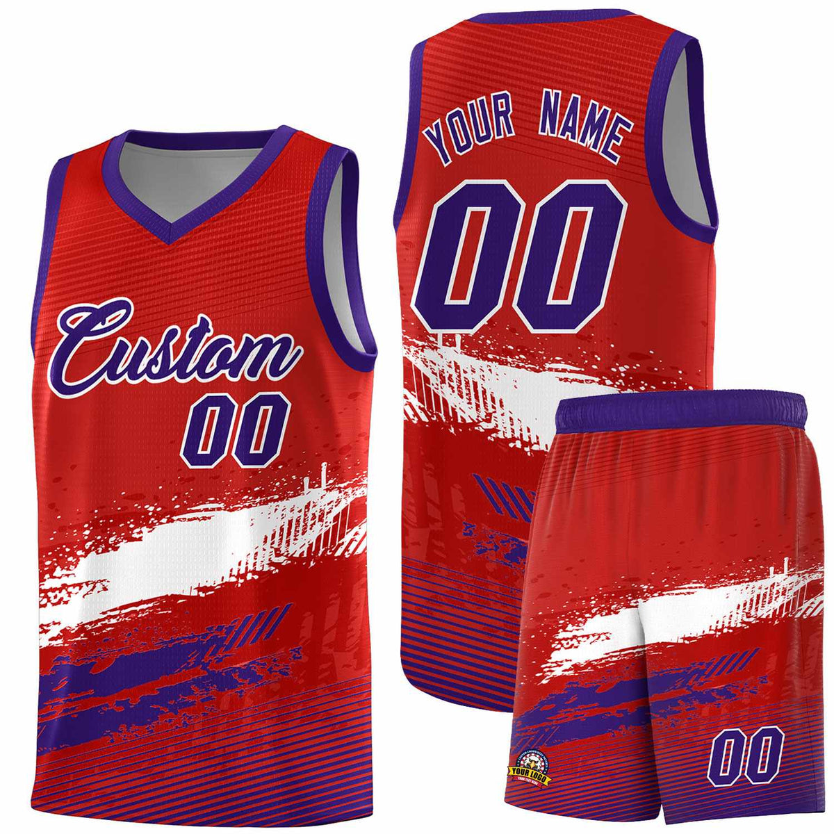 Custom Red White and Purple Graffiti Pattern Sports Uniform Basketball Jersey|KXKSHOP