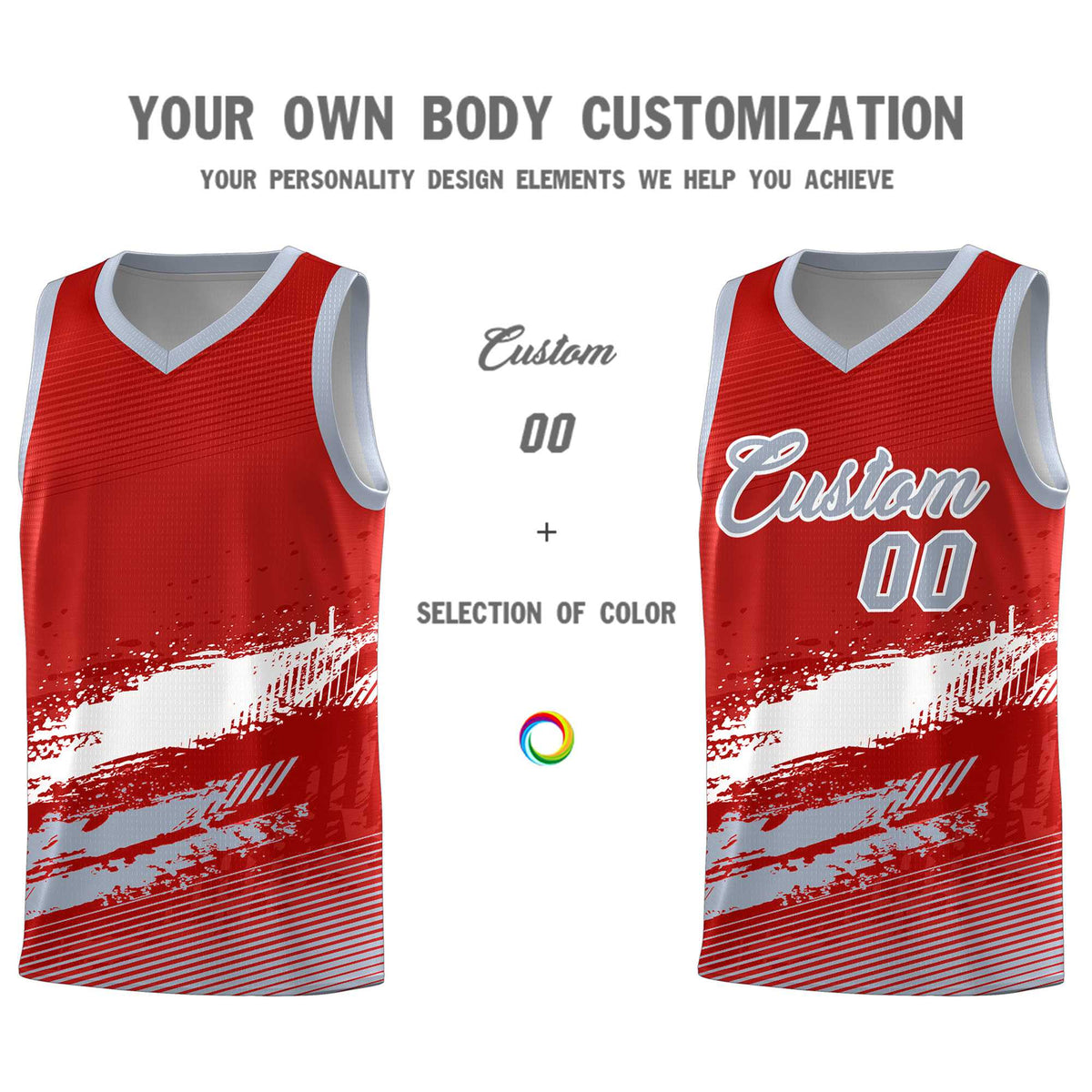 Custom Red White and Gray Graffiti Pattern Sports Uniform Basketball Jersey|KXKSHOP