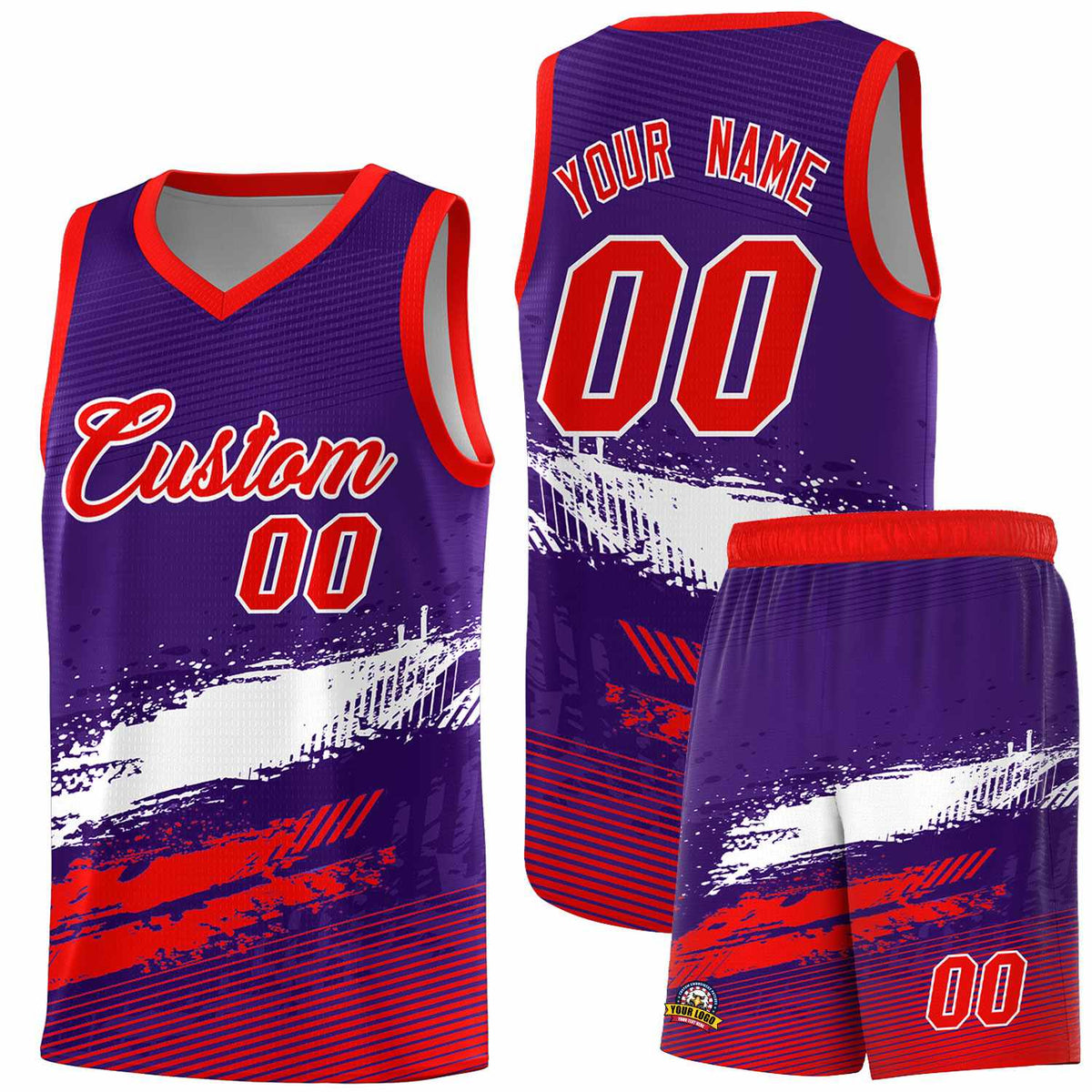 Custom Purple White and Red Graffiti Pattern Sports Uniform Basketball Jersey|KXKSHOP